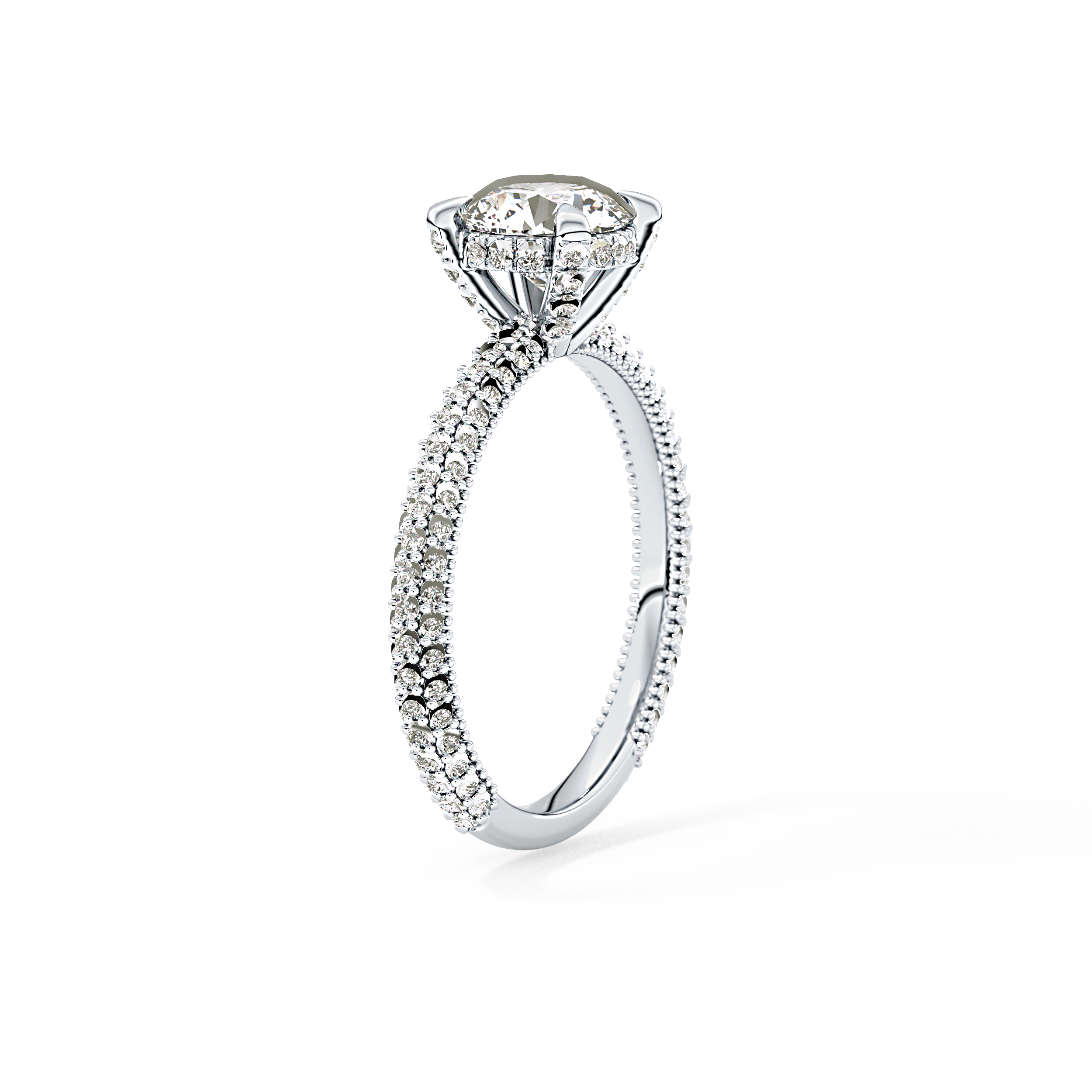 Round Halo & Pave Lab Grown Diamond Engagement Ring