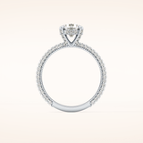 1.03 CT Round Shaped Halo & Pave Moissanite Engagement Ring