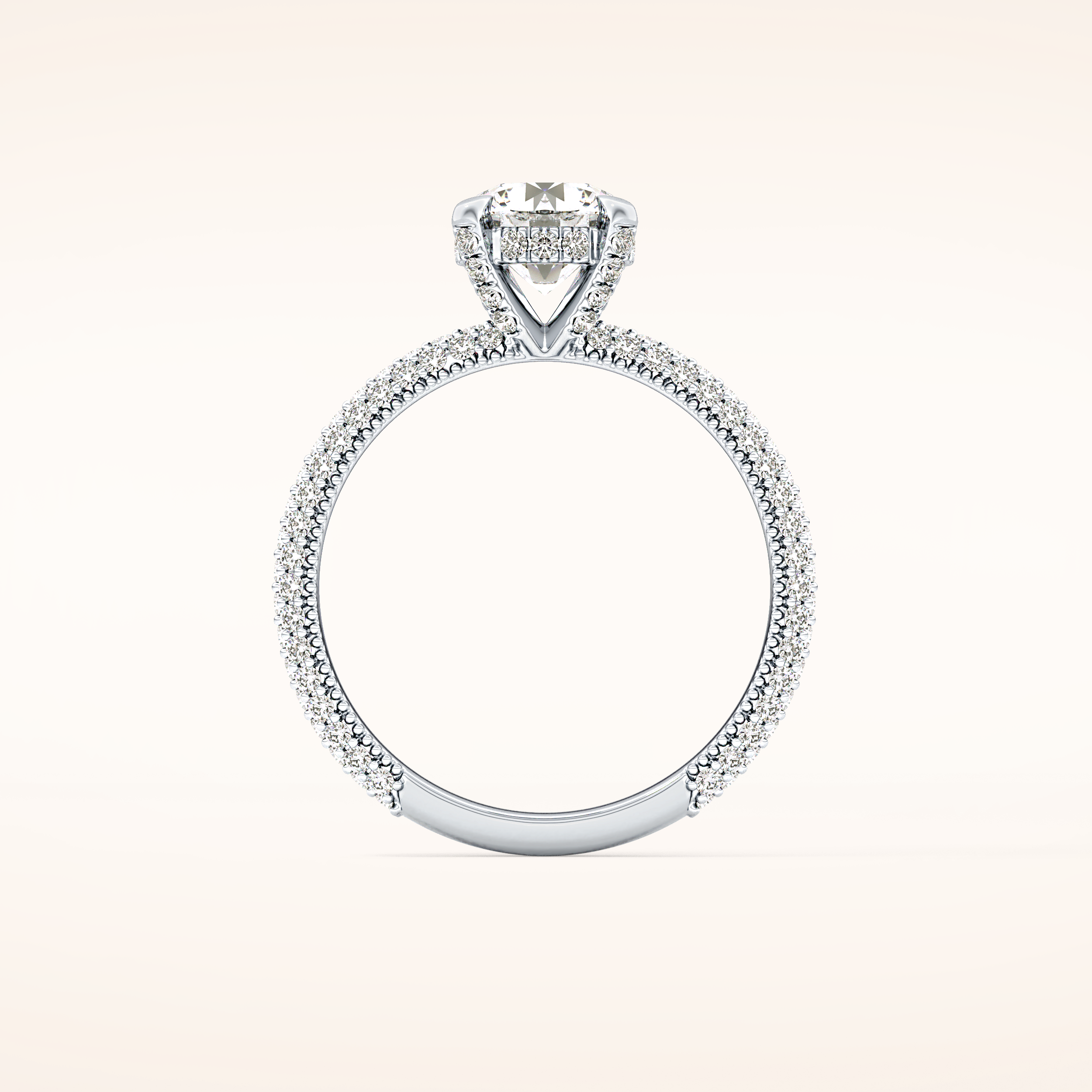 1.03 CT Round Shaped Halo & Pave Moissanite Engagement Ring