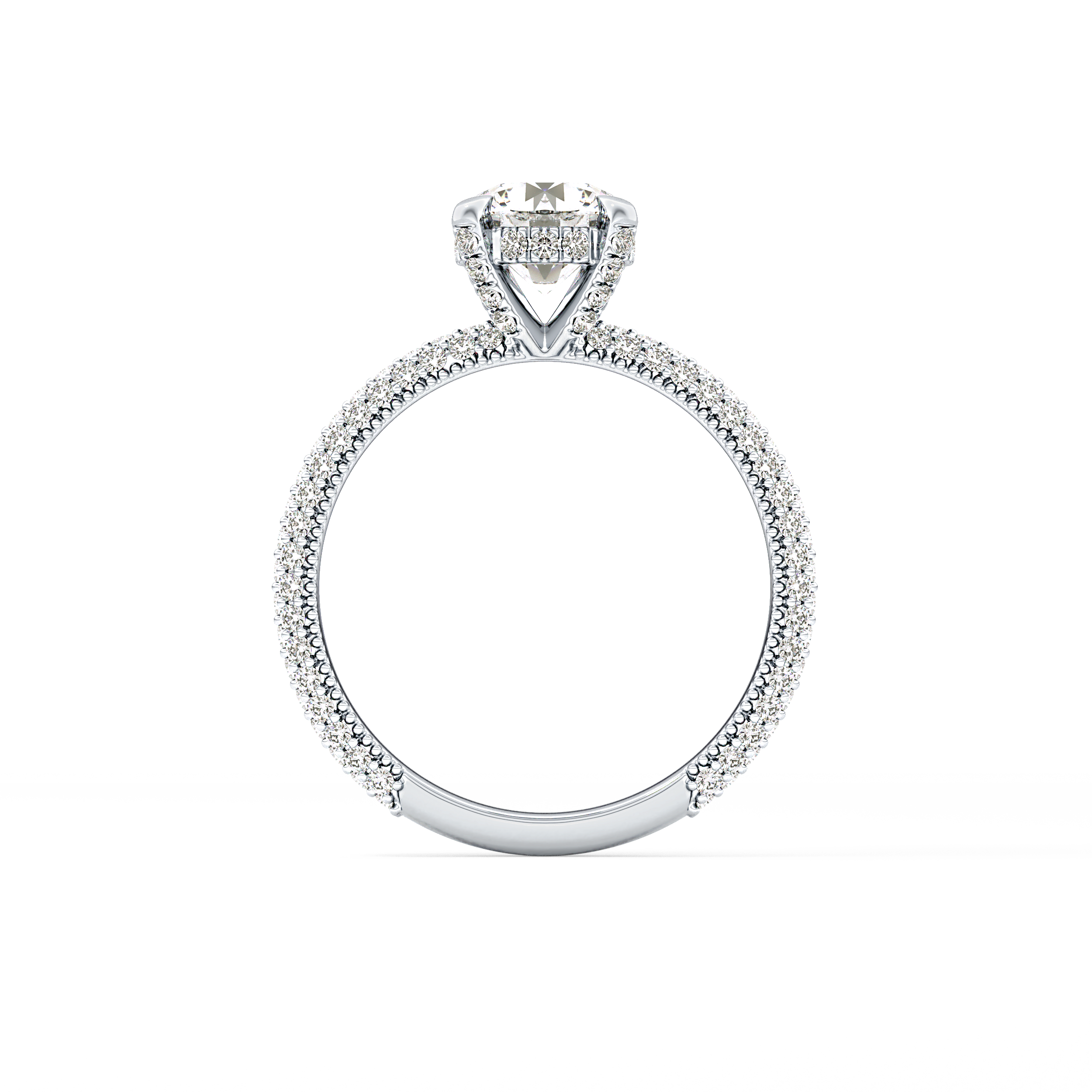 Round Halo & Pave Lab Grown Diamond Engagement Ring