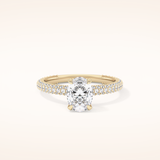0.83 CT Oval Shaped Hidden Halo & Pave Moissanite Engagement Ring