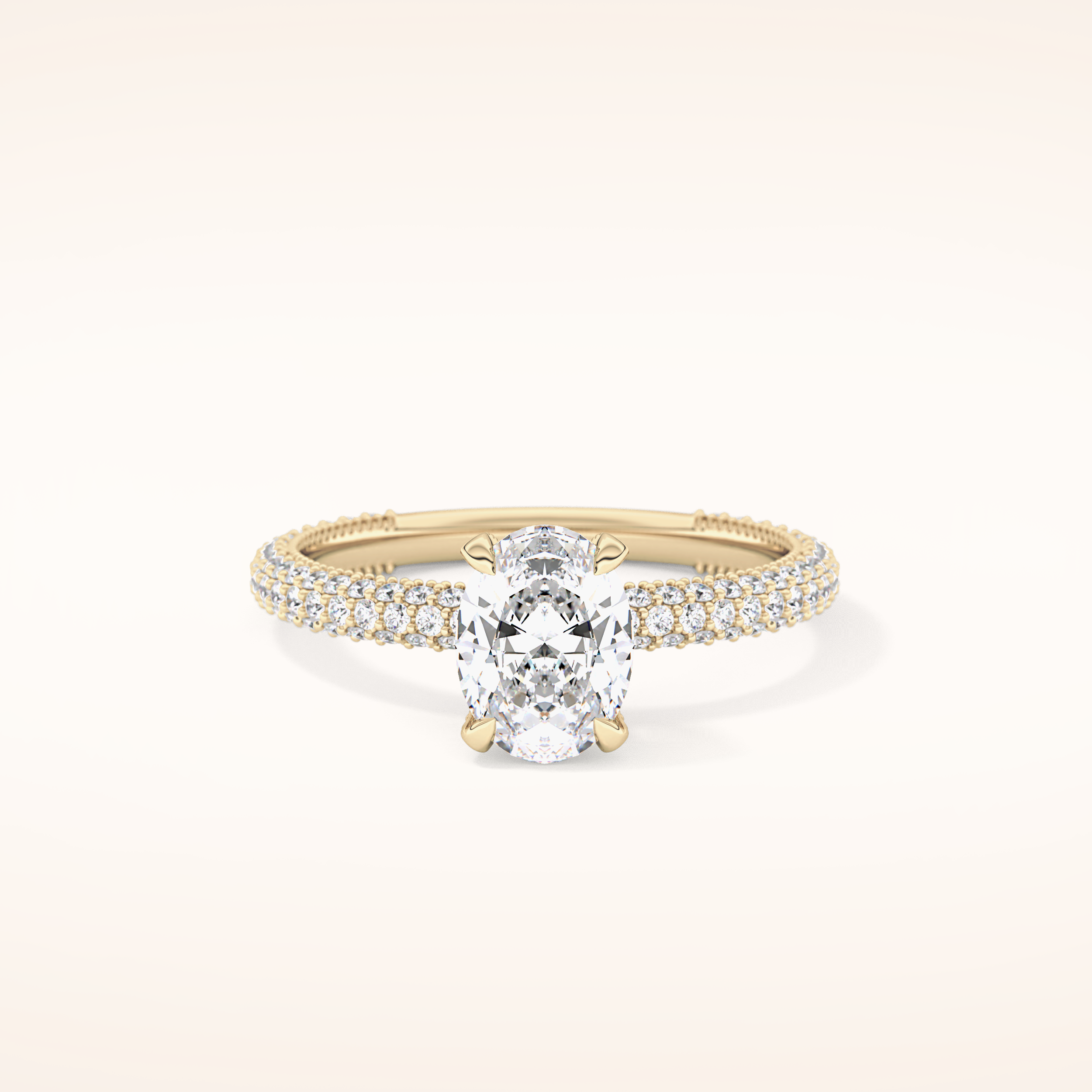 0.83 CT Oval Shaped Hidden Halo & Pave Moissanite Engagement Ring