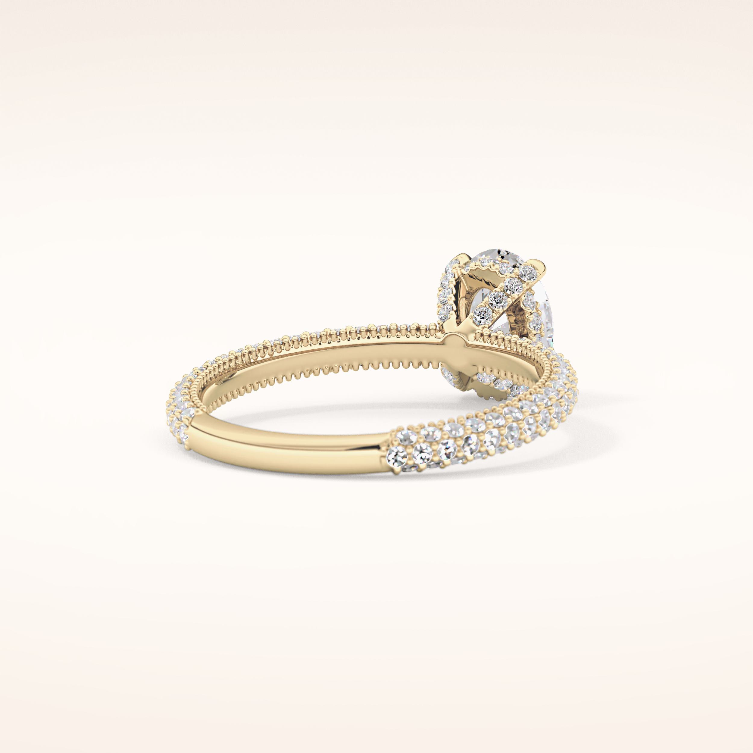 0.83 CT Oval Shaped Hidden Halo & Pave Moissanite Engagement Ring