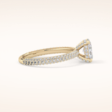 0.83 CT Oval Shaped Hidden Halo & Pave Moissanite Engagement Ring