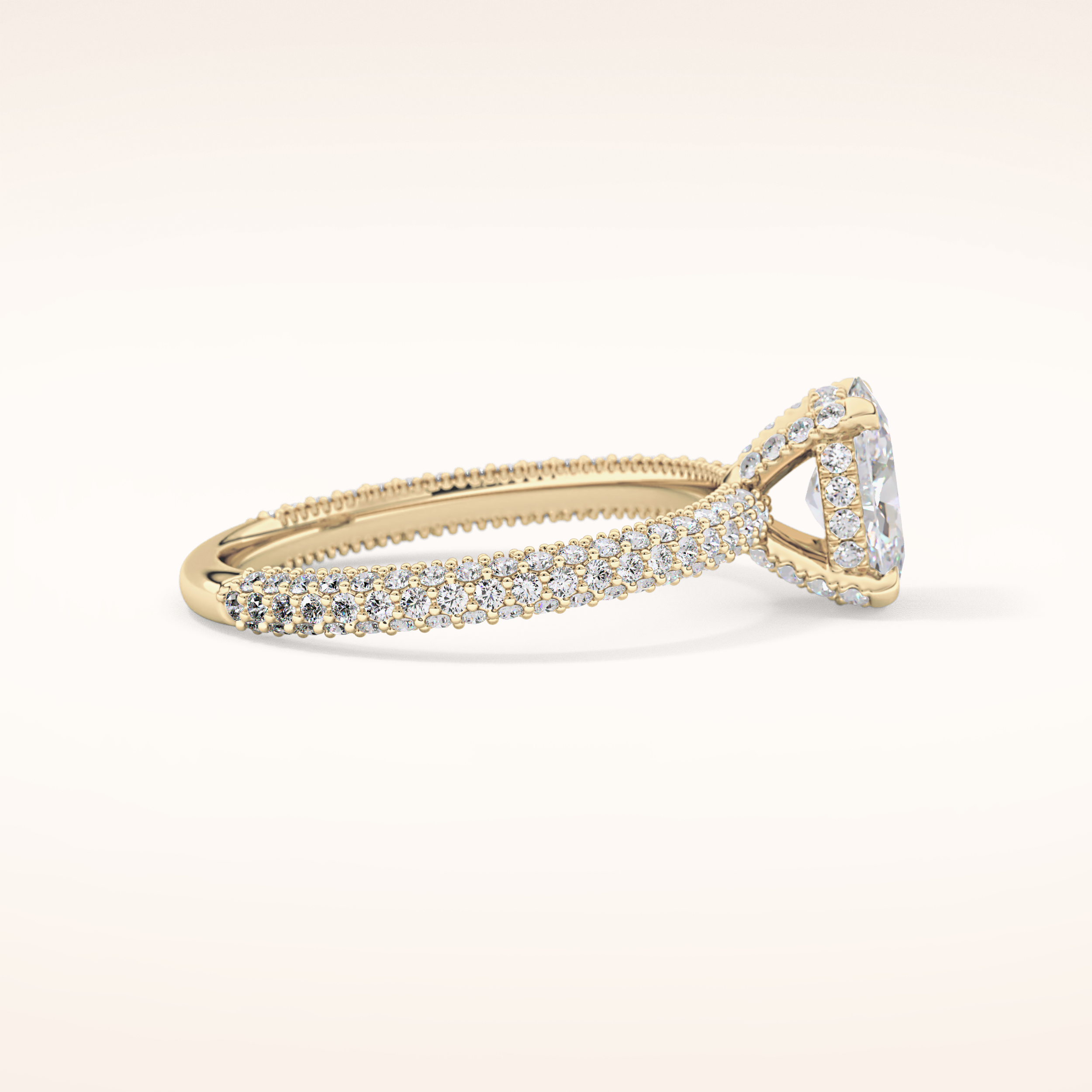 0.83 CT Oval Shaped Hidden Halo & Pave Moissanite Engagement Ring