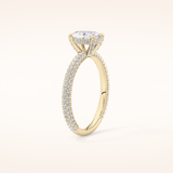 0.83 CT Oval Shaped Hidden Halo & Pave Moissanite Engagement Ring