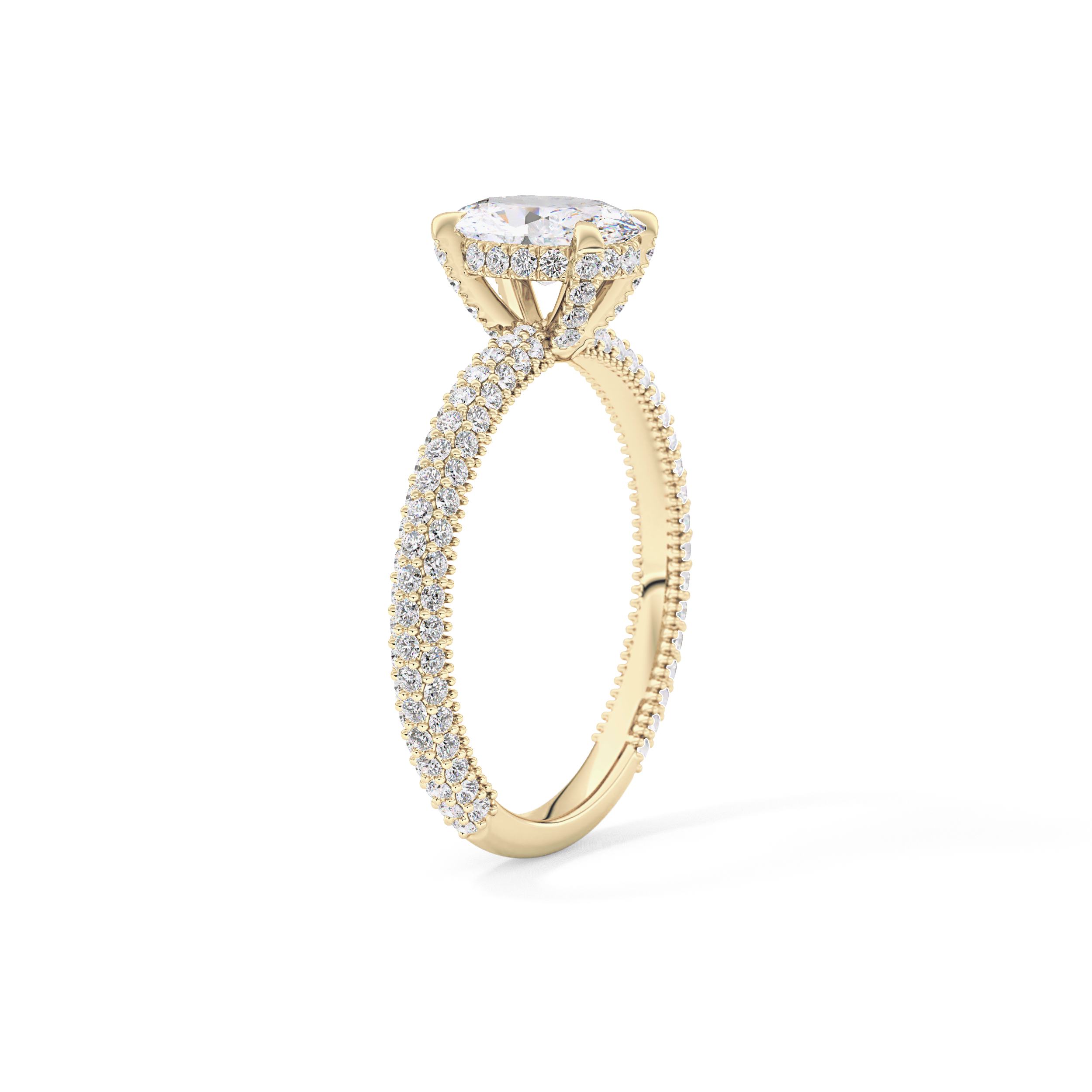 Oval Carat Hidden Halo & Pave Lab Grown Diamond Engagement Ring