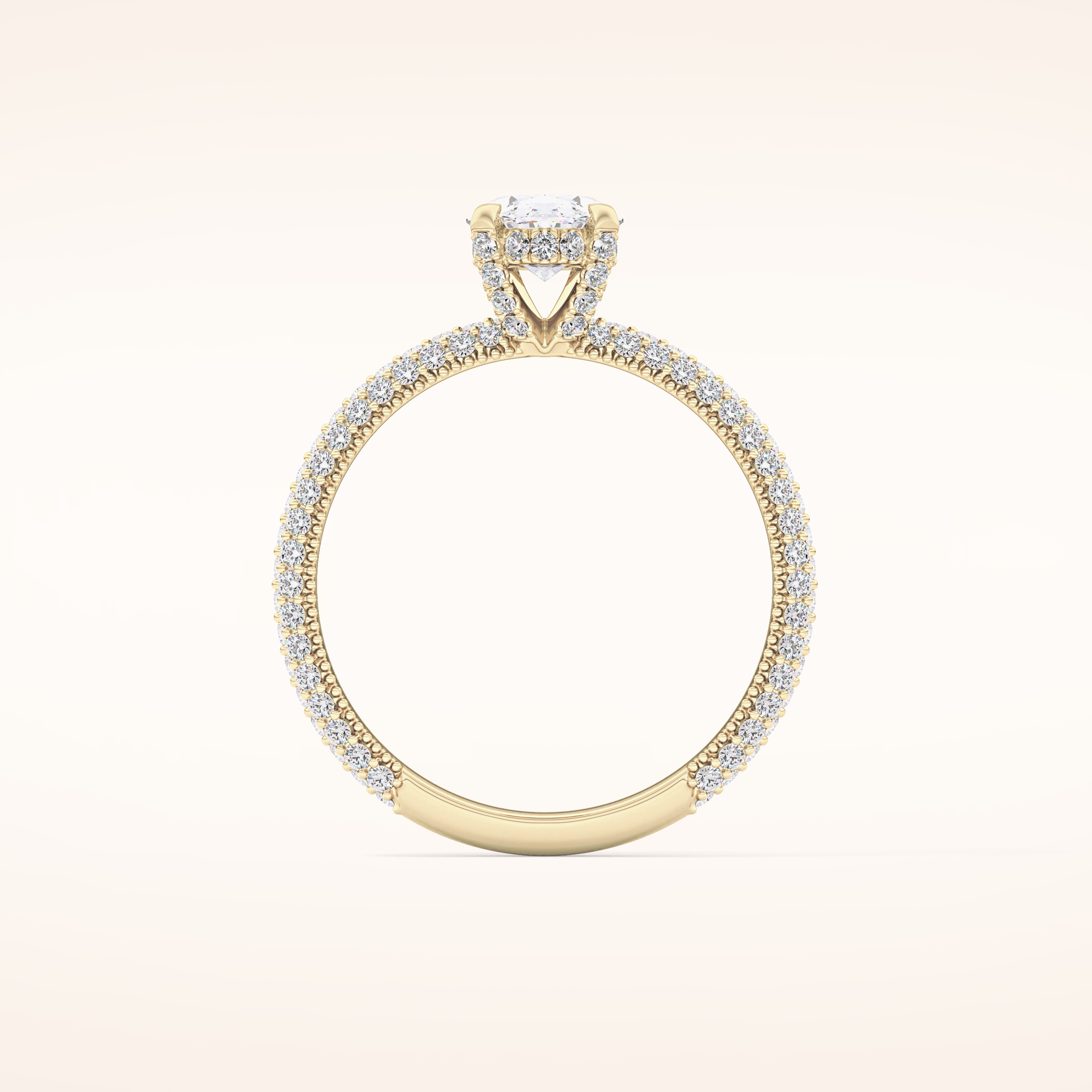 0.83 CT Oval Shaped Hidden Halo & Pave Moissanite Engagement Ring