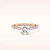 0.83 CT Oval Shaped Hidden Halo & Pave Moissanite Engagement Ring