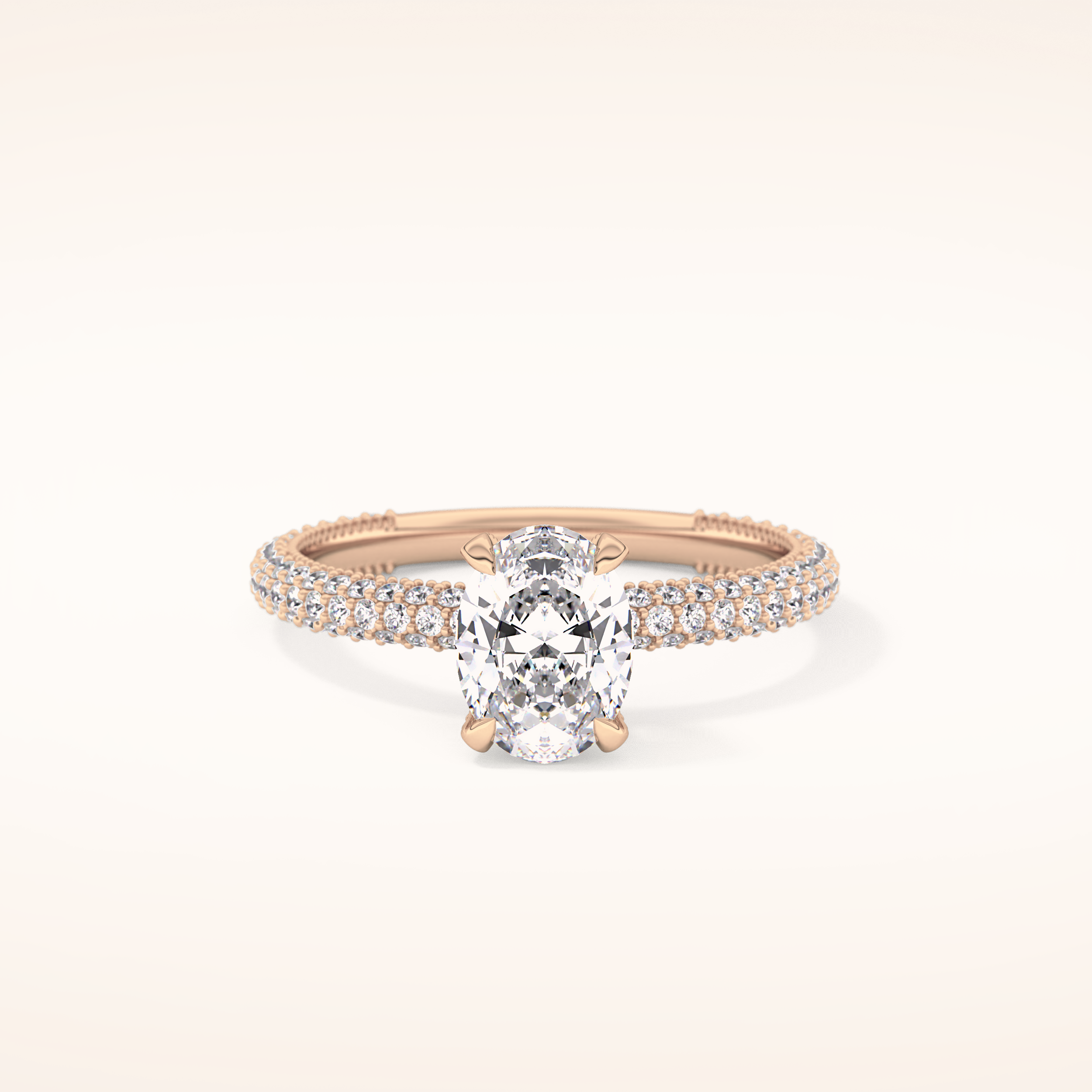0.83 CT Oval Shaped Hidden Halo & Pave Moissanite Engagement Ring