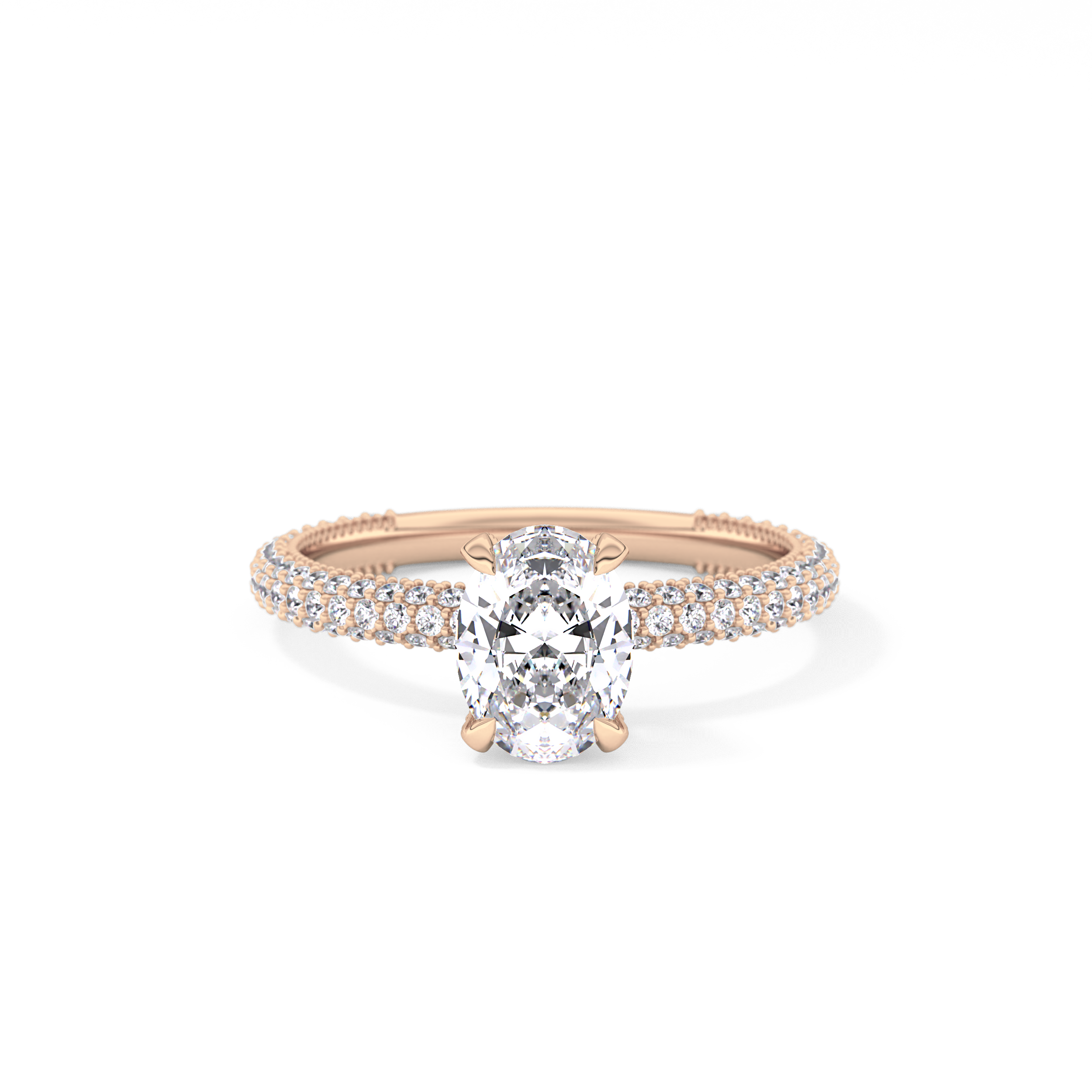 Oval Carat Hidden Halo & Pave Lab Grown Diamond Engagement Ring