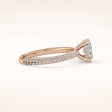 0.83 CT Oval Shaped Hidden Halo & Pave Moissanite Engagement Ring