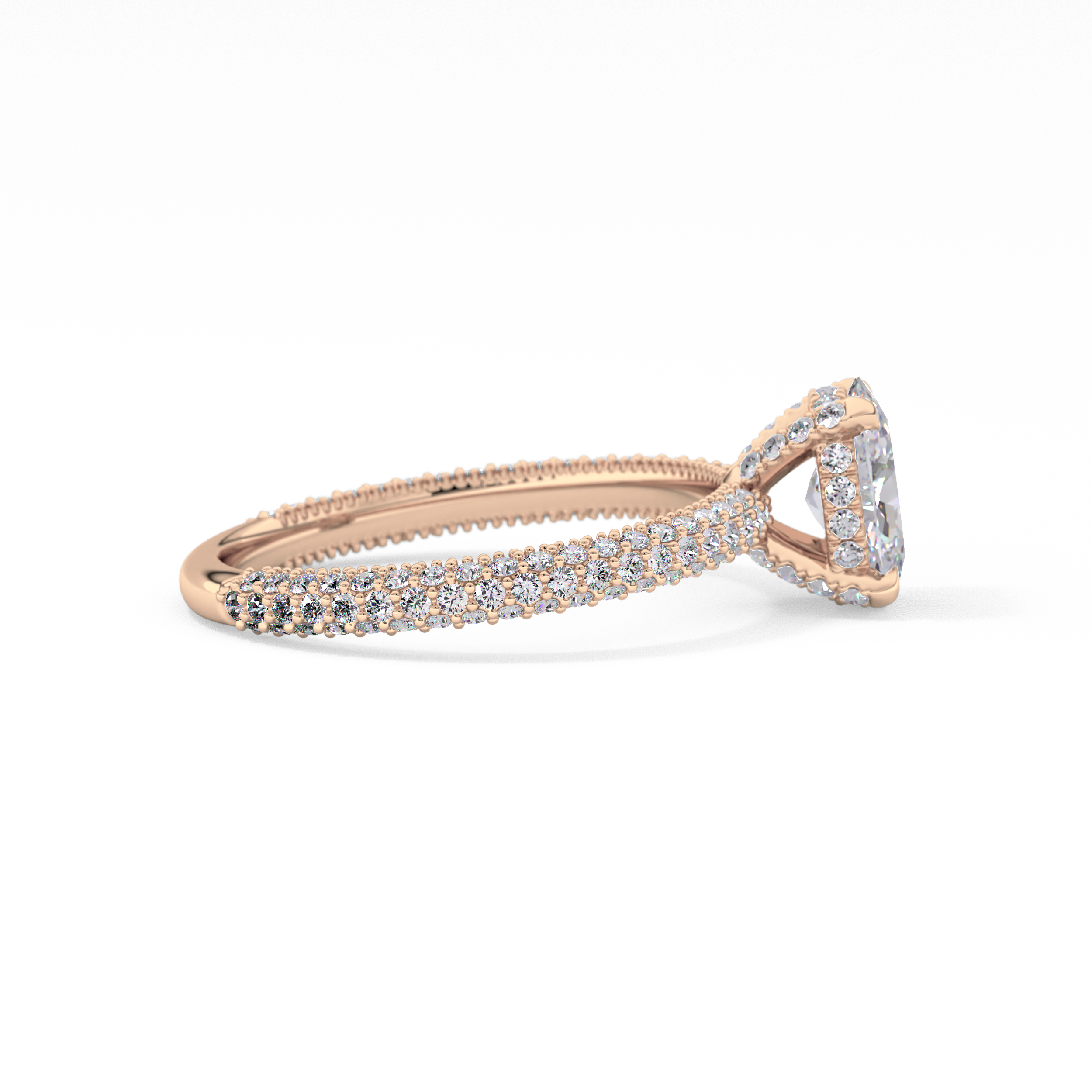 Oval Carat Hidden Halo & Pave Lab Grown Diamond Engagement Ring