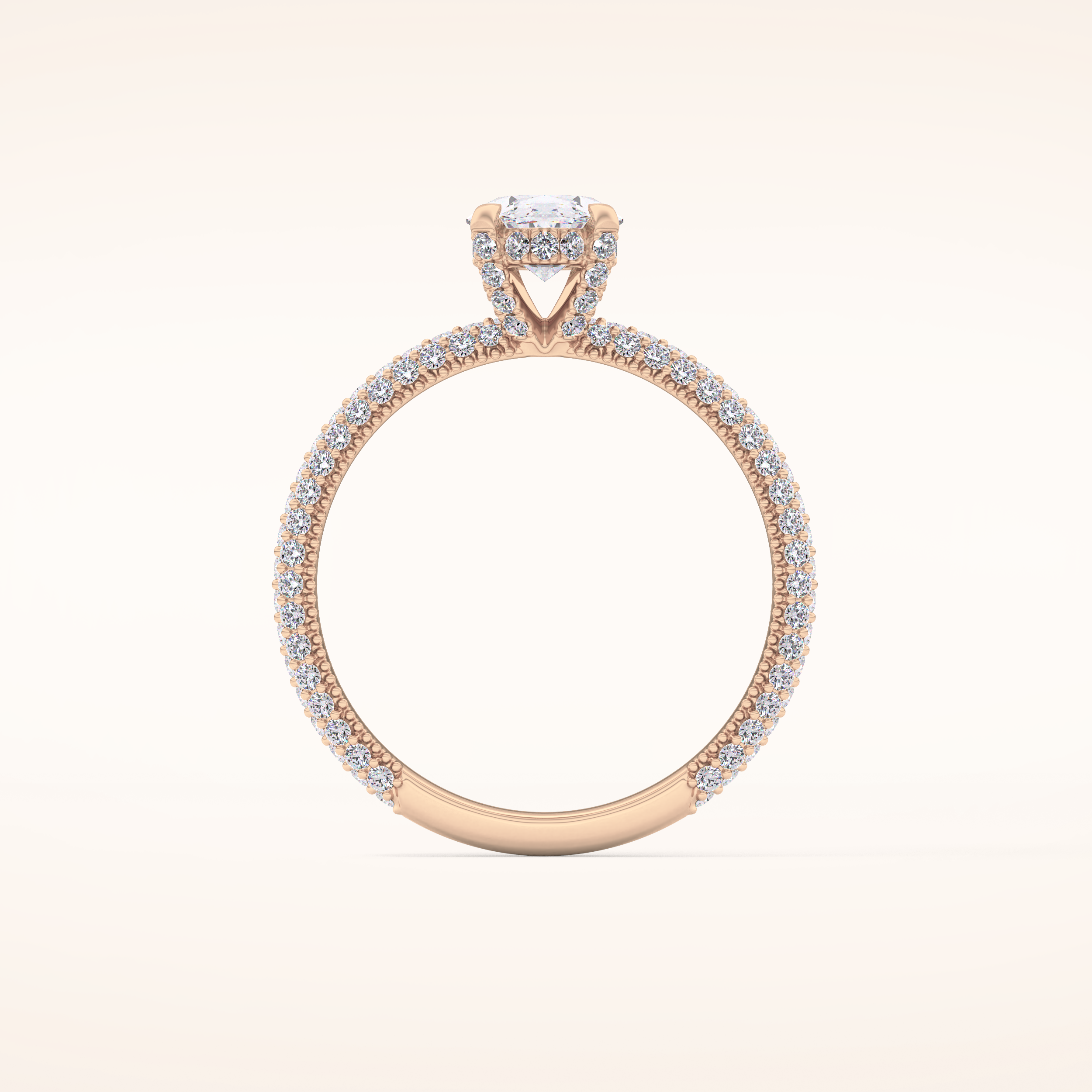 0.83 CT Oval Shaped Hidden Halo & Pave Moissanite Engagement Ring