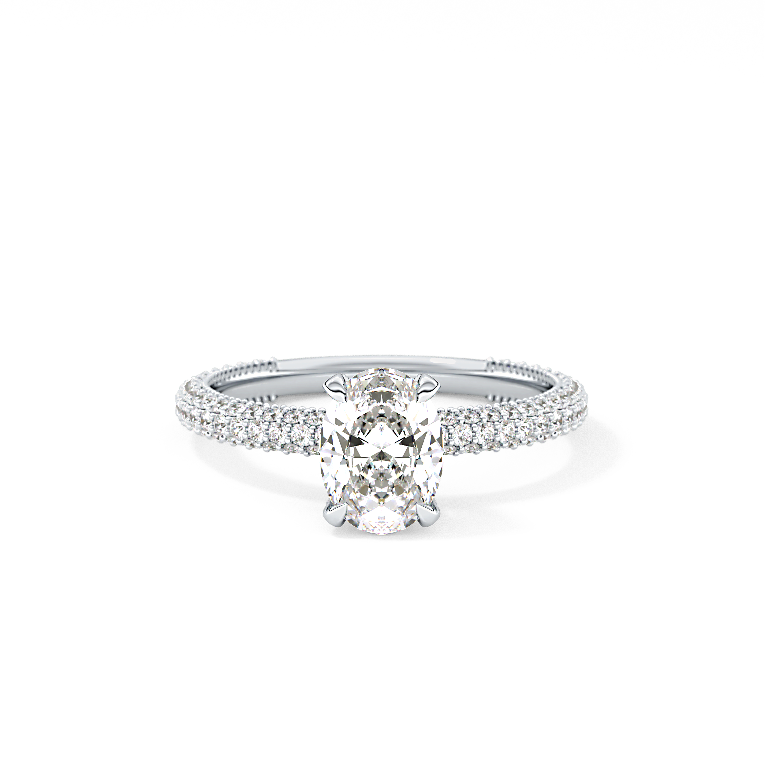 Oval Carat Hidden Halo & Pave Lab Grown Diamond Engagement Ring