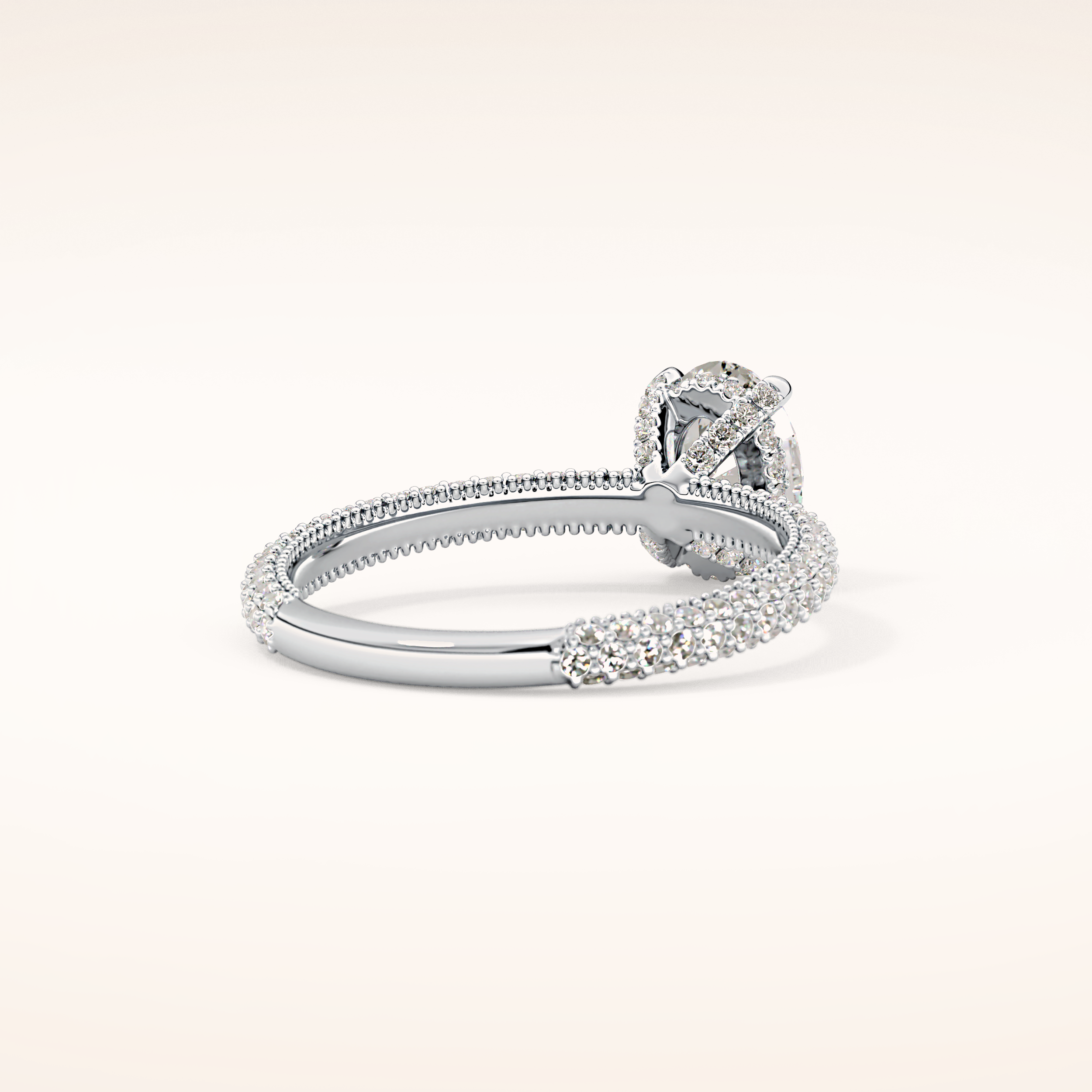 0.83 CT Oval Shaped Hidden Halo & Pave Moissanite Engagement Ring