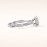 0.83 CT Oval Shaped Hidden Halo & Pave Moissanite Engagement Ring