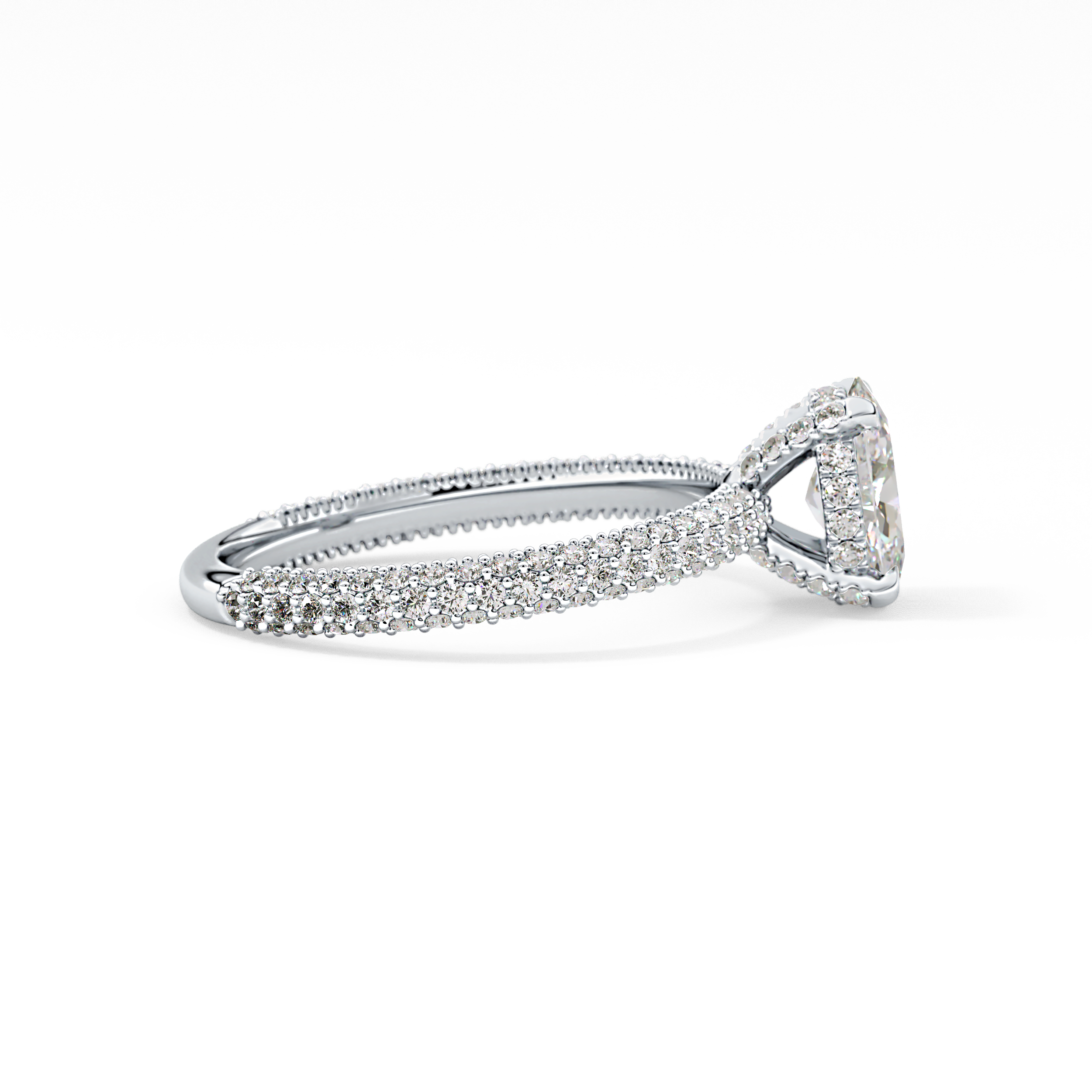 Oval Carat Hidden Halo & Pave Lab Grown Diamond Engagement Ring