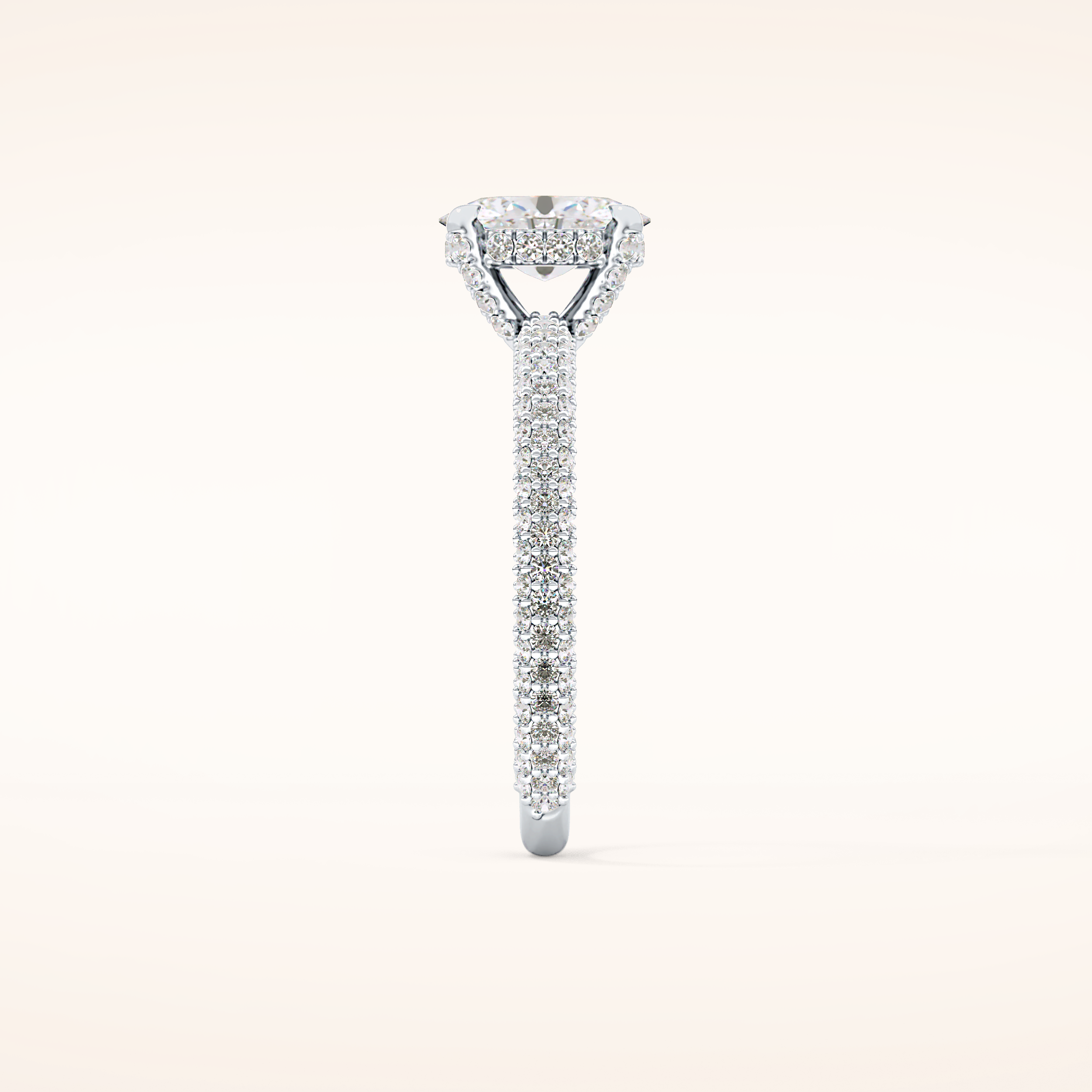 0.83 CT Oval Shaped Hidden Halo & Pave Moissanite Engagement Ring