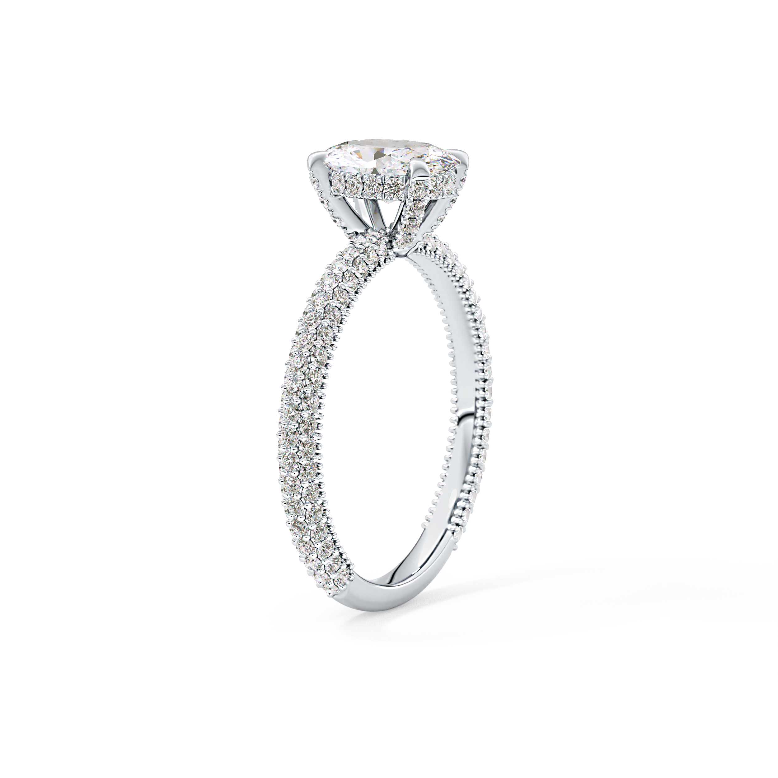 Oval Carat Hidden Halo & Pave Lab Grown Diamond Engagement Ring