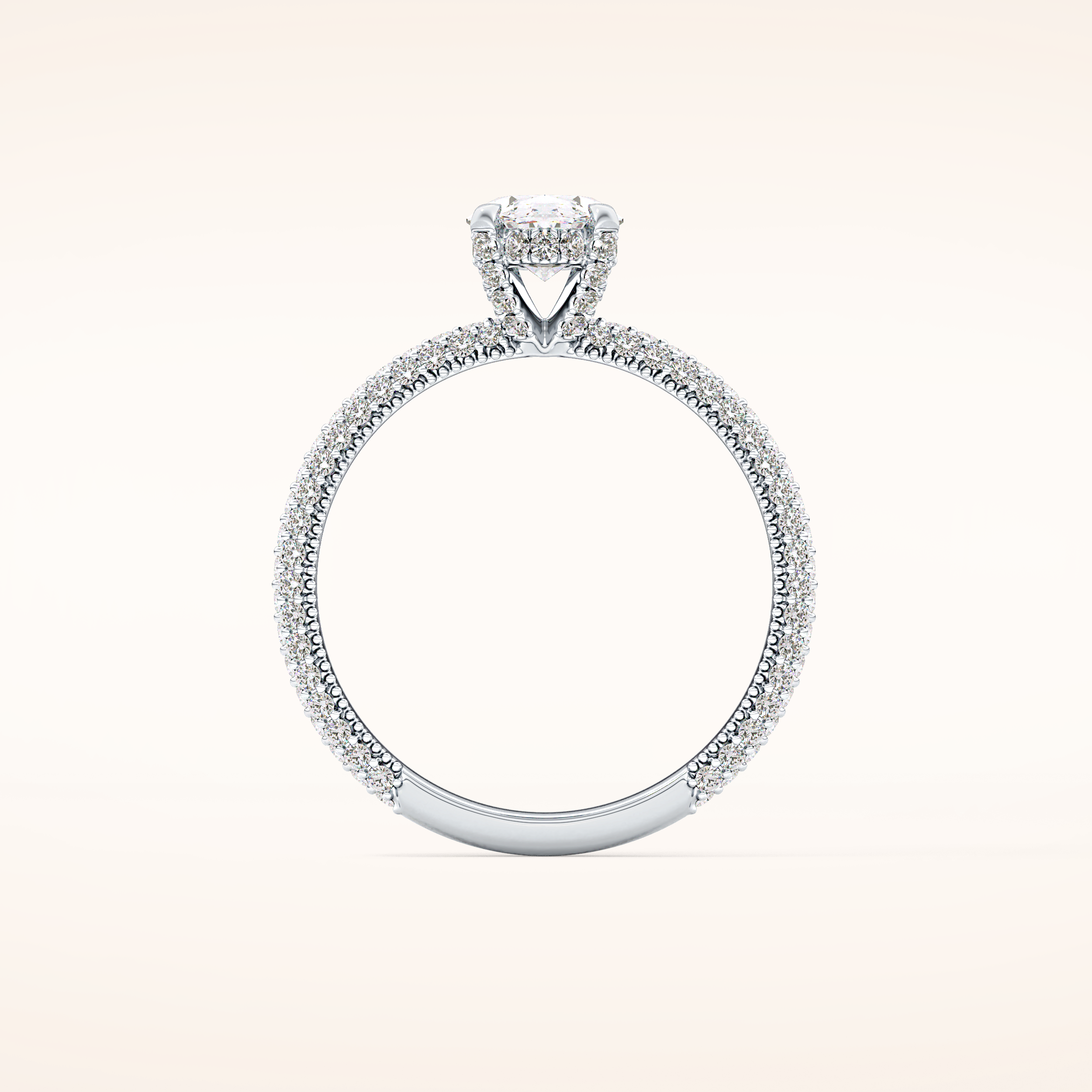 0.83 CT Oval Shaped Hidden Halo & Pave Moissanite Engagement Ring