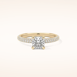 0.86 CT Cushion Shaped Hidden Halo & Pave Moissanite Engagement Ring