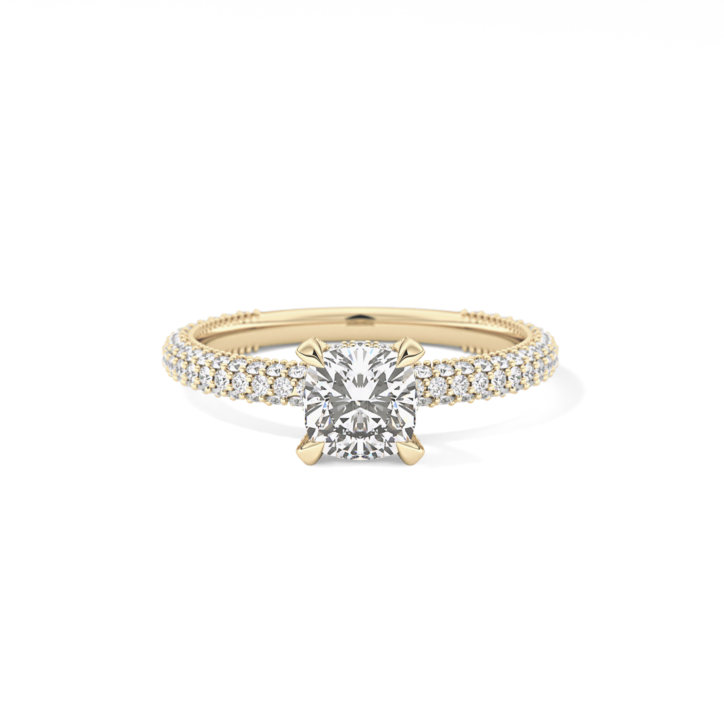 Cushion Hidden Halo & Pave Lab Grown Diamond Engagement Ring