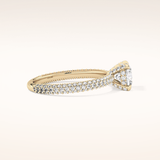 0.86 CT Cushion Shaped Hidden Halo & Pave Moissanite Engagement Ring