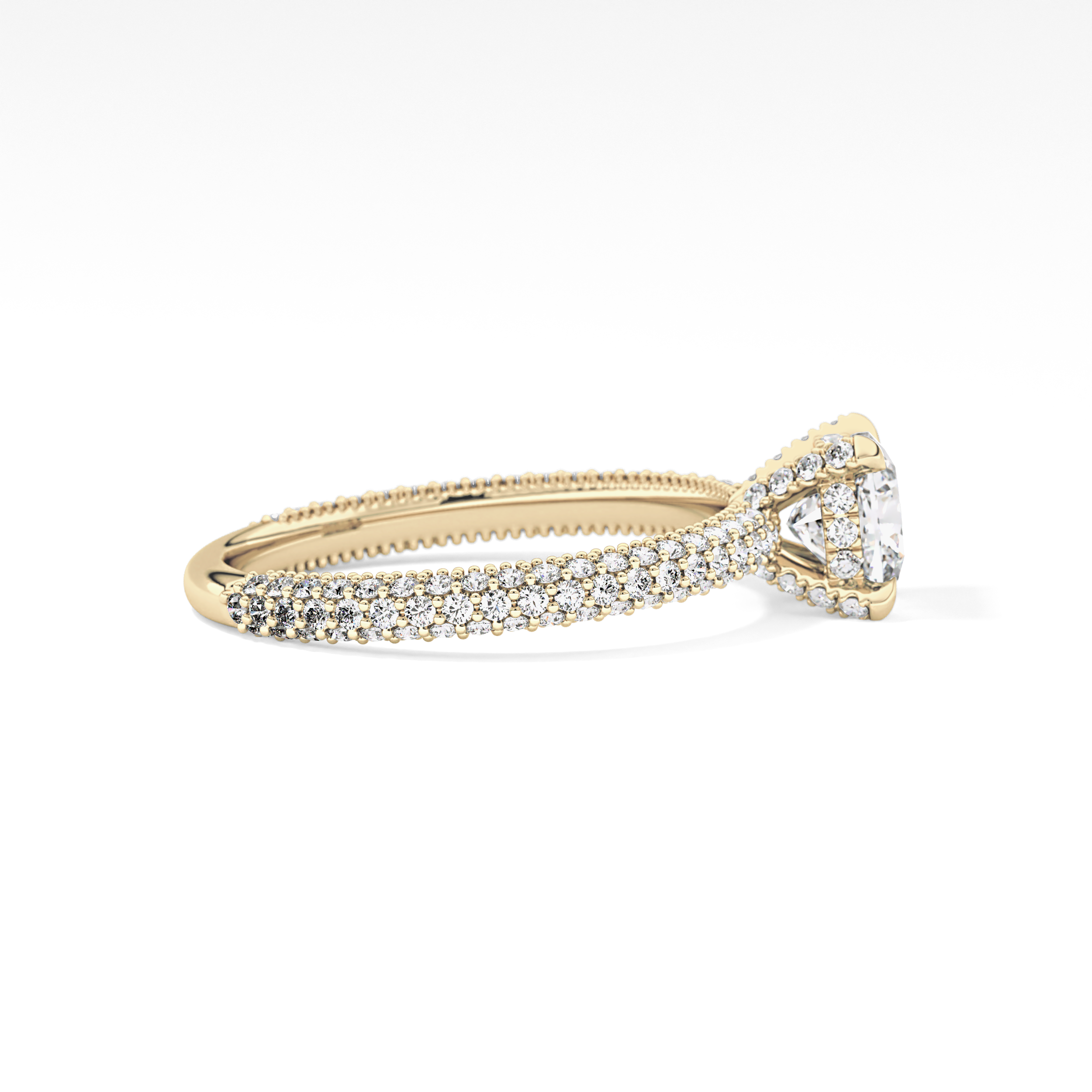 Cushion Hidden Halo & Pave Lab Grown Diamond Engagement Ring