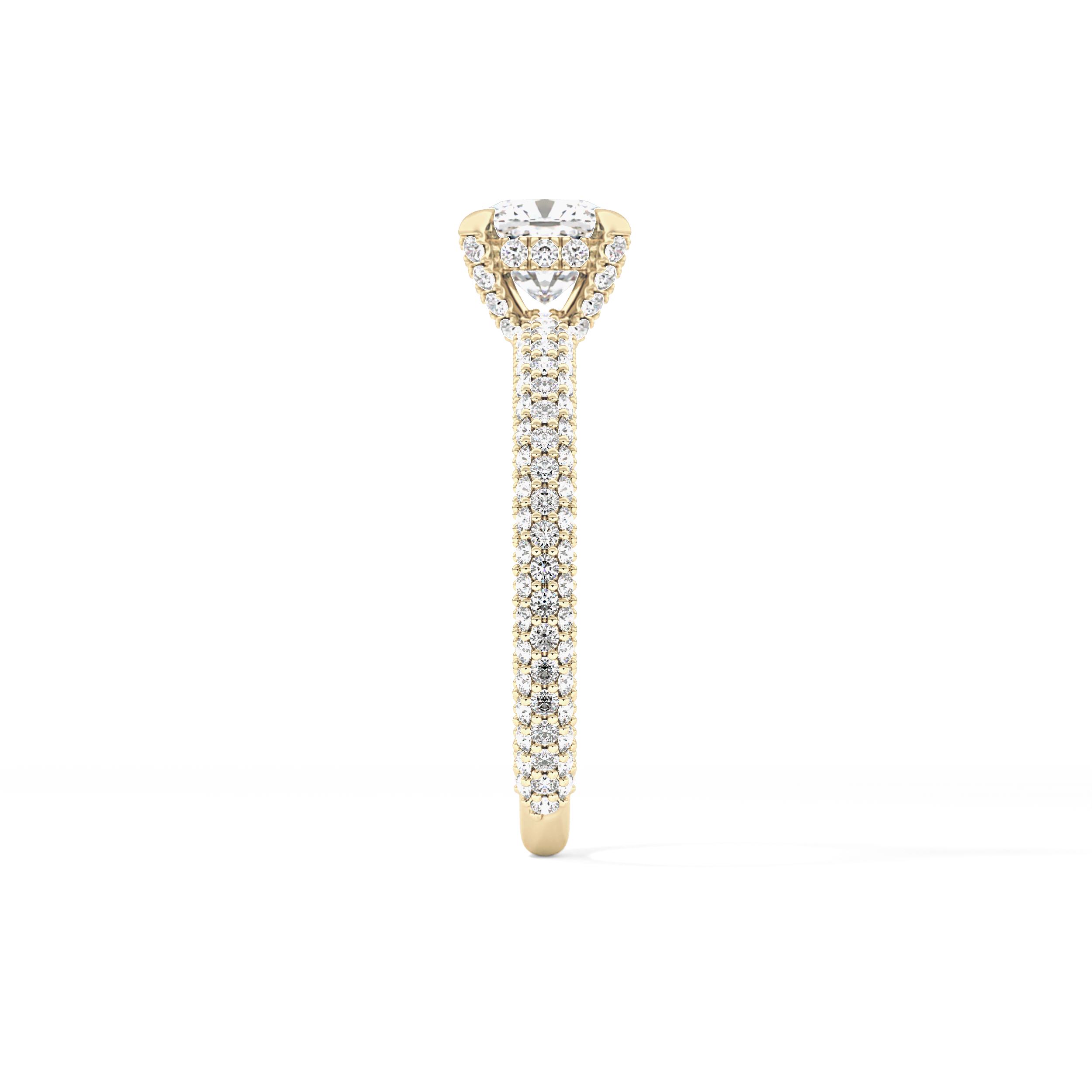 Cushion Hidden Halo & Pave Lab Grown Diamond Engagement Ring
