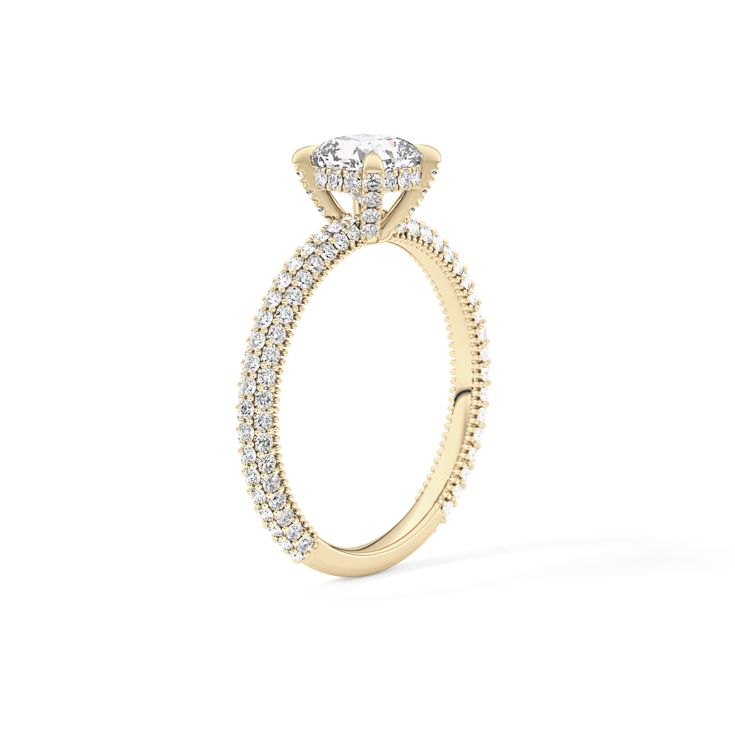 Cushion Hidden Halo & Pave Lab Grown Diamond Engagement Ring