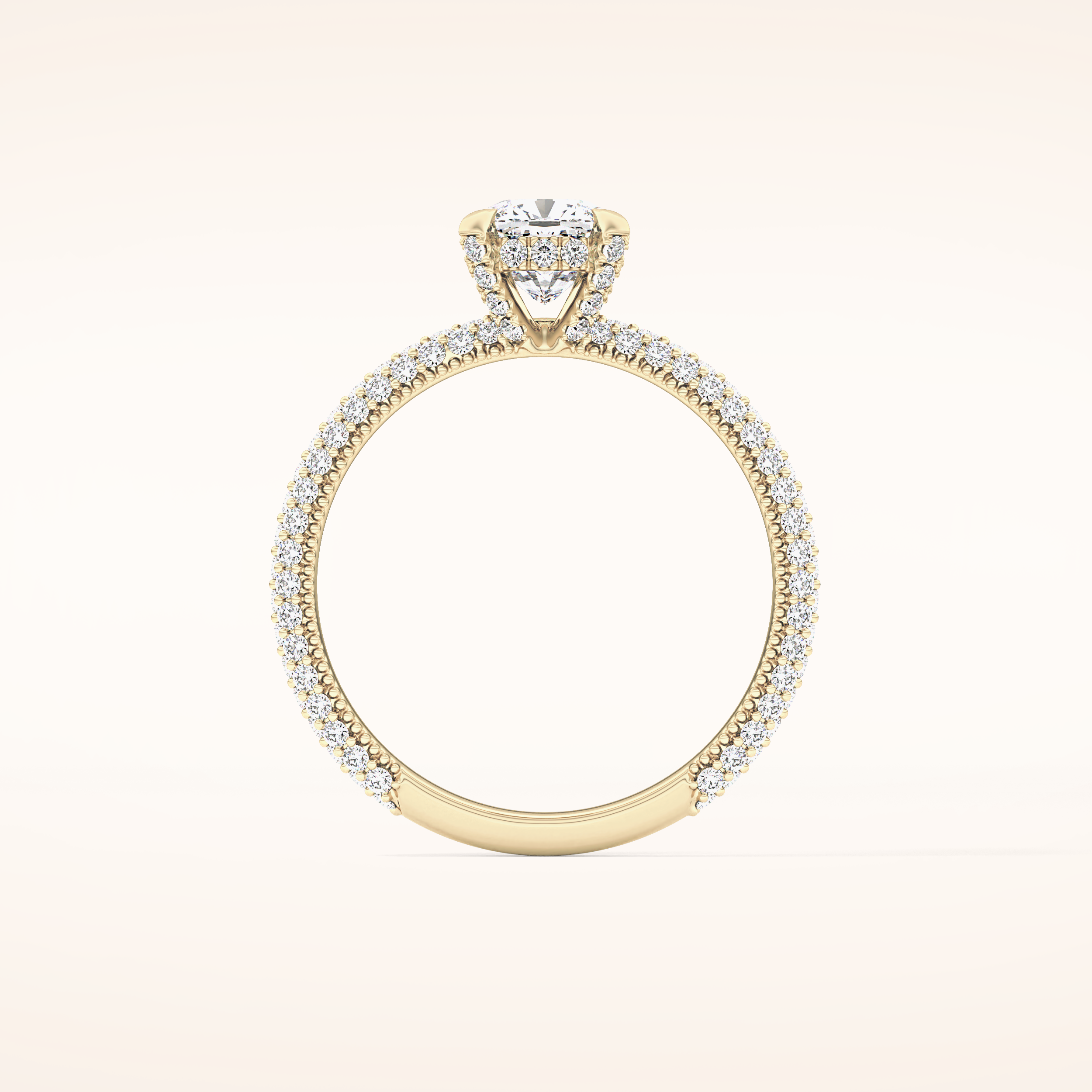 0.86 CT Cushion Shaped Hidden Halo & Pave Moissanite Engagement Ring