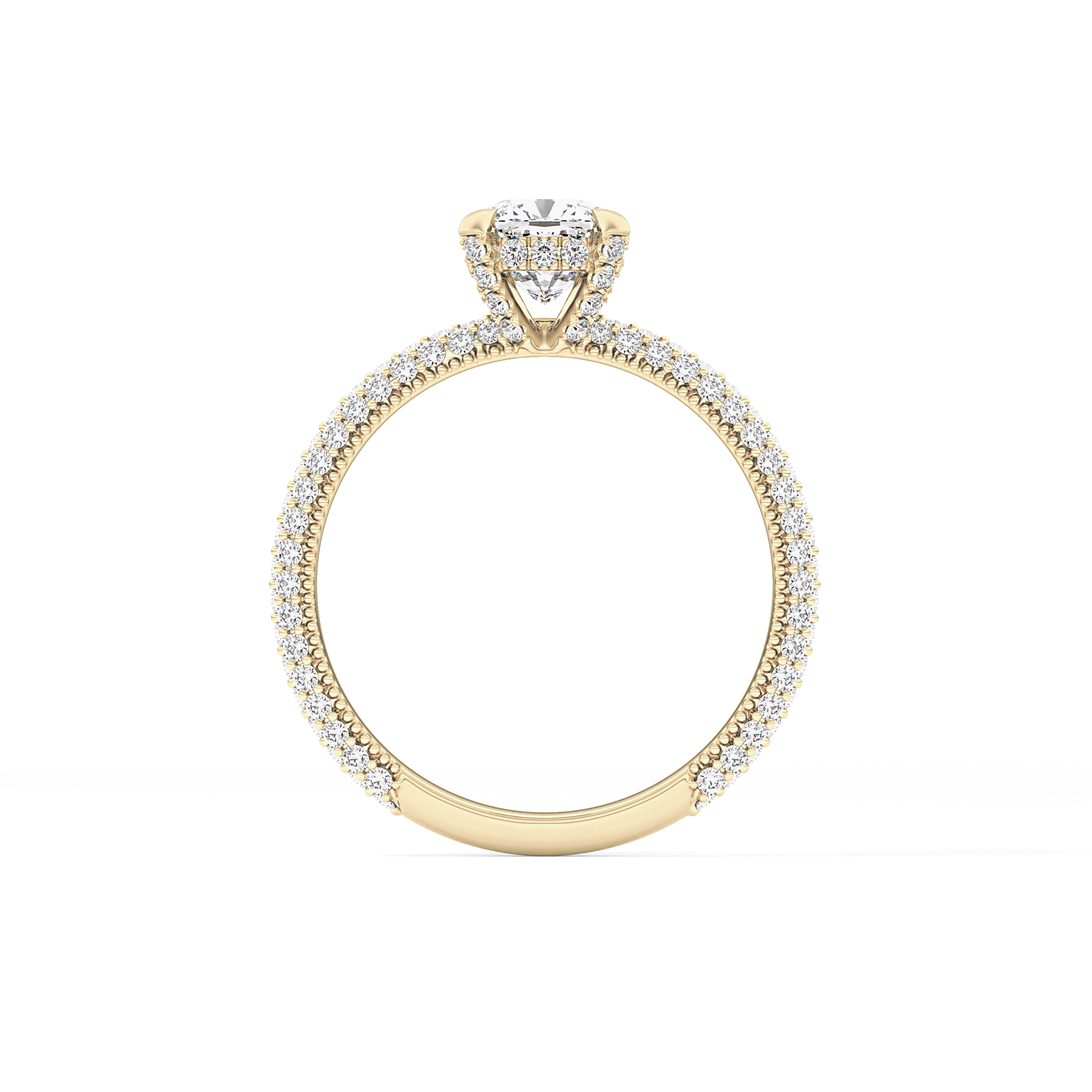 Cushion Hidden Halo & Pave Lab Grown Diamond Engagement Ring