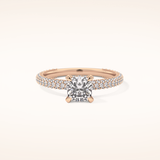 0.86 CT Cushion Shaped Hidden Halo & Pave Moissanite Engagement Ring
