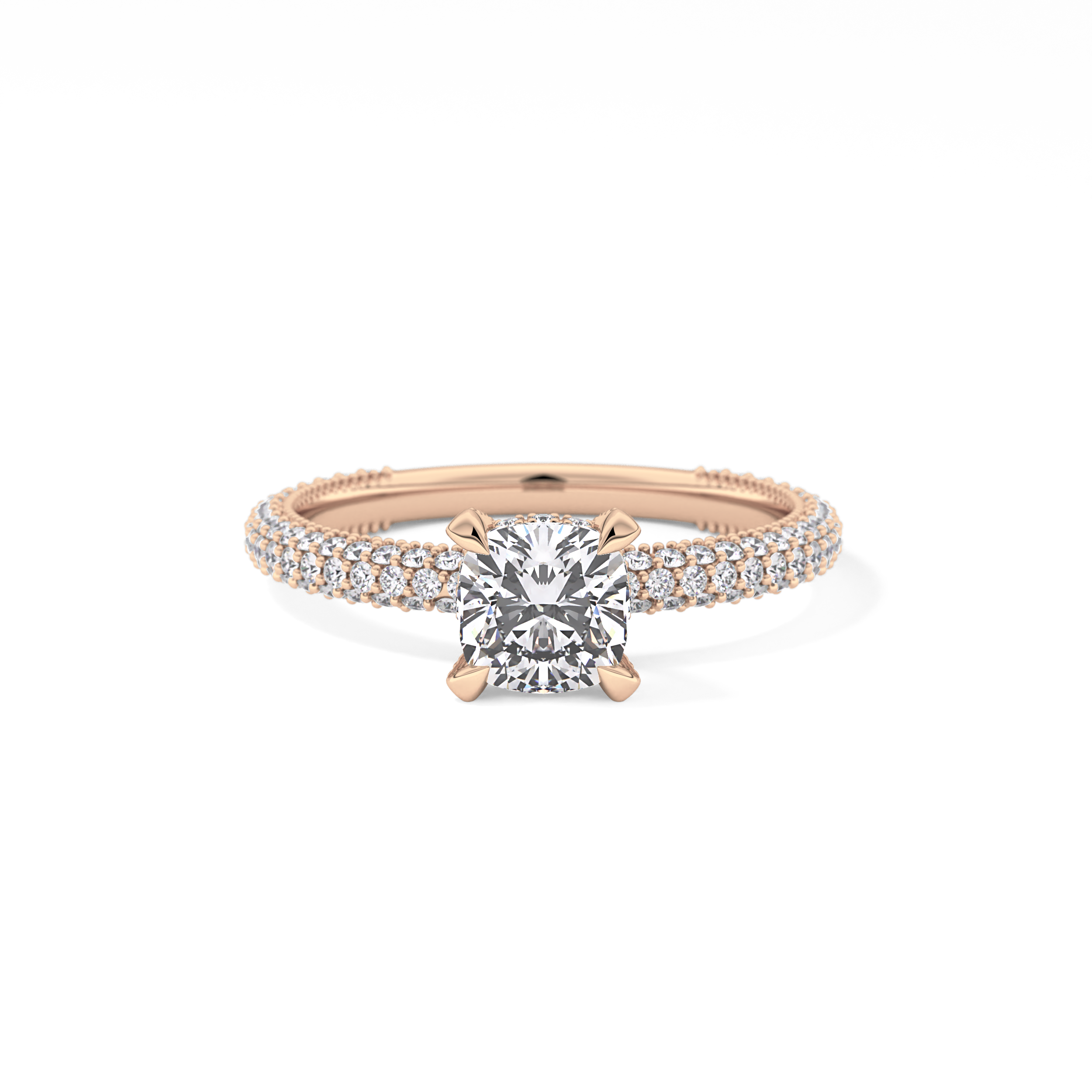 Cushion Hidden Halo & Pave Lab Grown Diamond Engagement Ring
