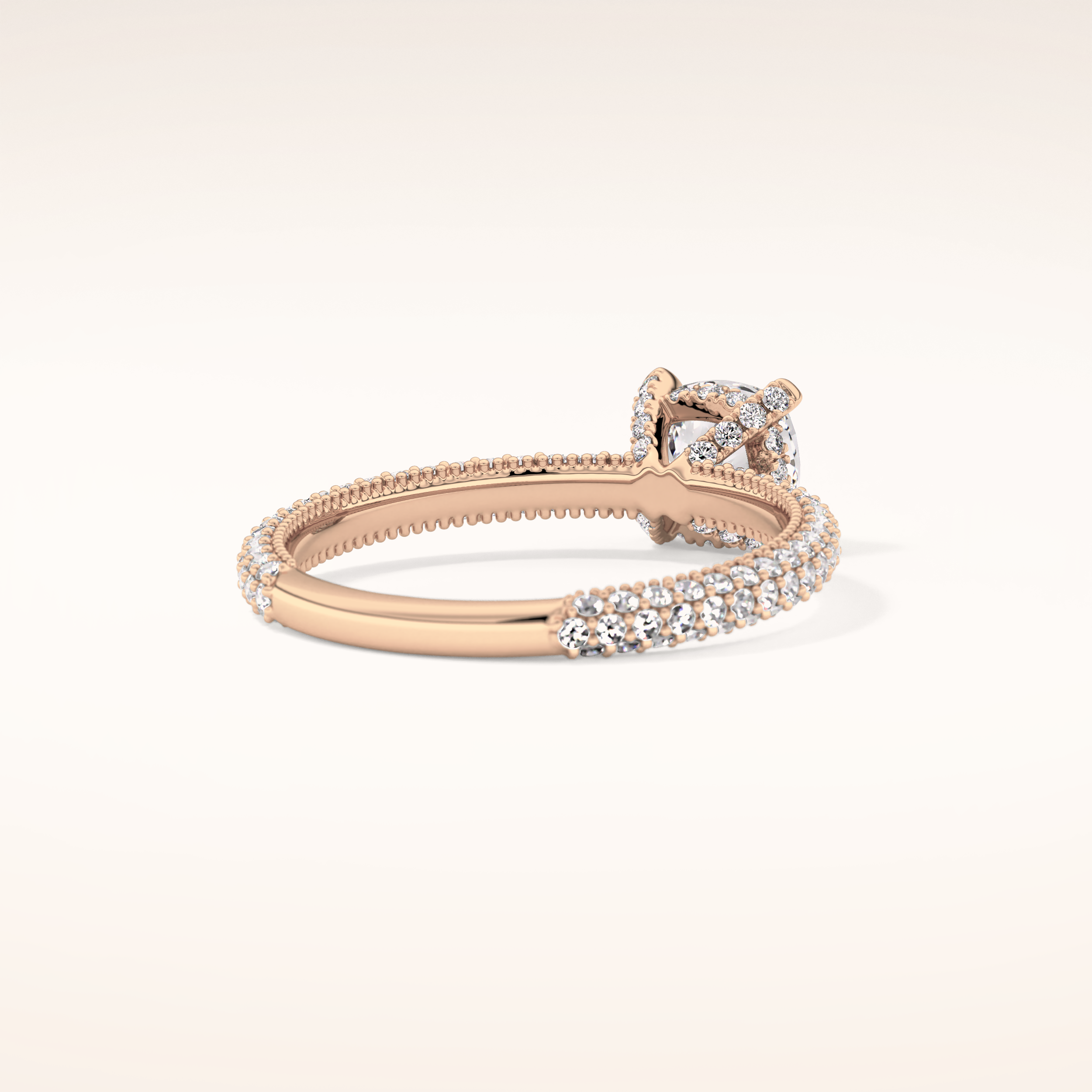 0.86 CT Cushion Shaped Hidden Halo & Pave Moissanite Engagement Ring