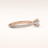 0.86 CT Cushion Shaped Hidden Halo & Pave Moissanite Engagement Ring