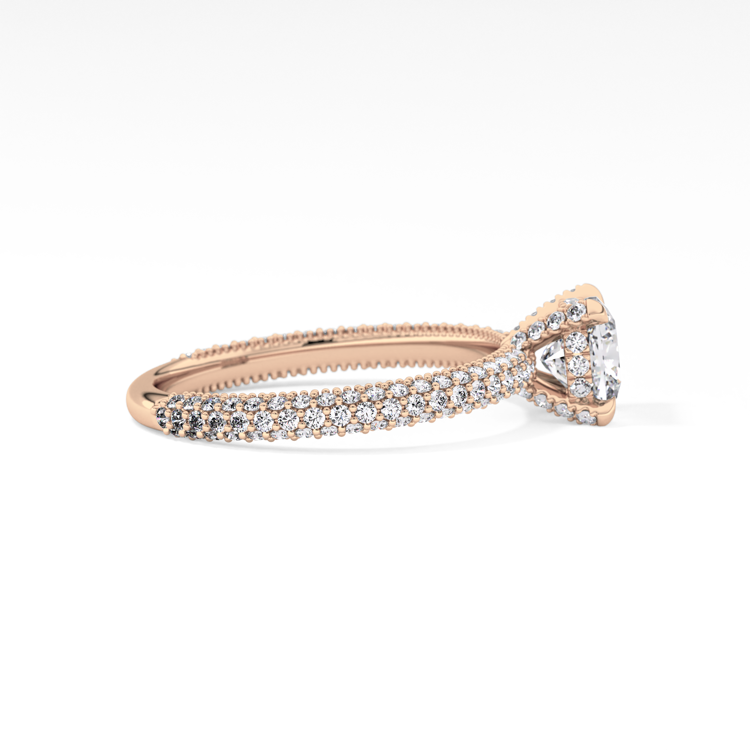 Cushion Hidden Halo & Pave Lab Grown Diamond Engagement Ring