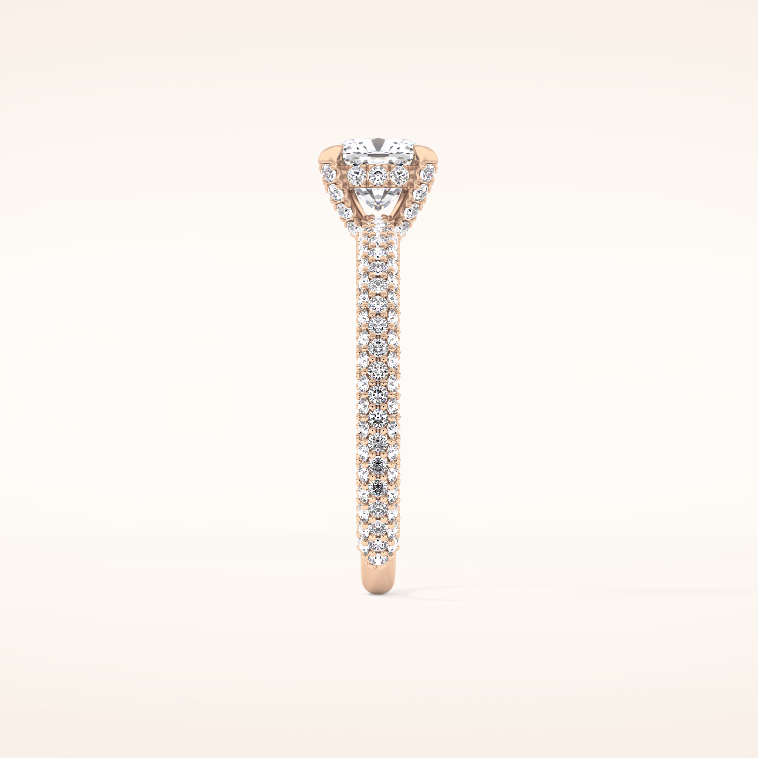 0.86 CT Cushion Shaped Hidden Halo & Pave Moissanite Engagement Ring
