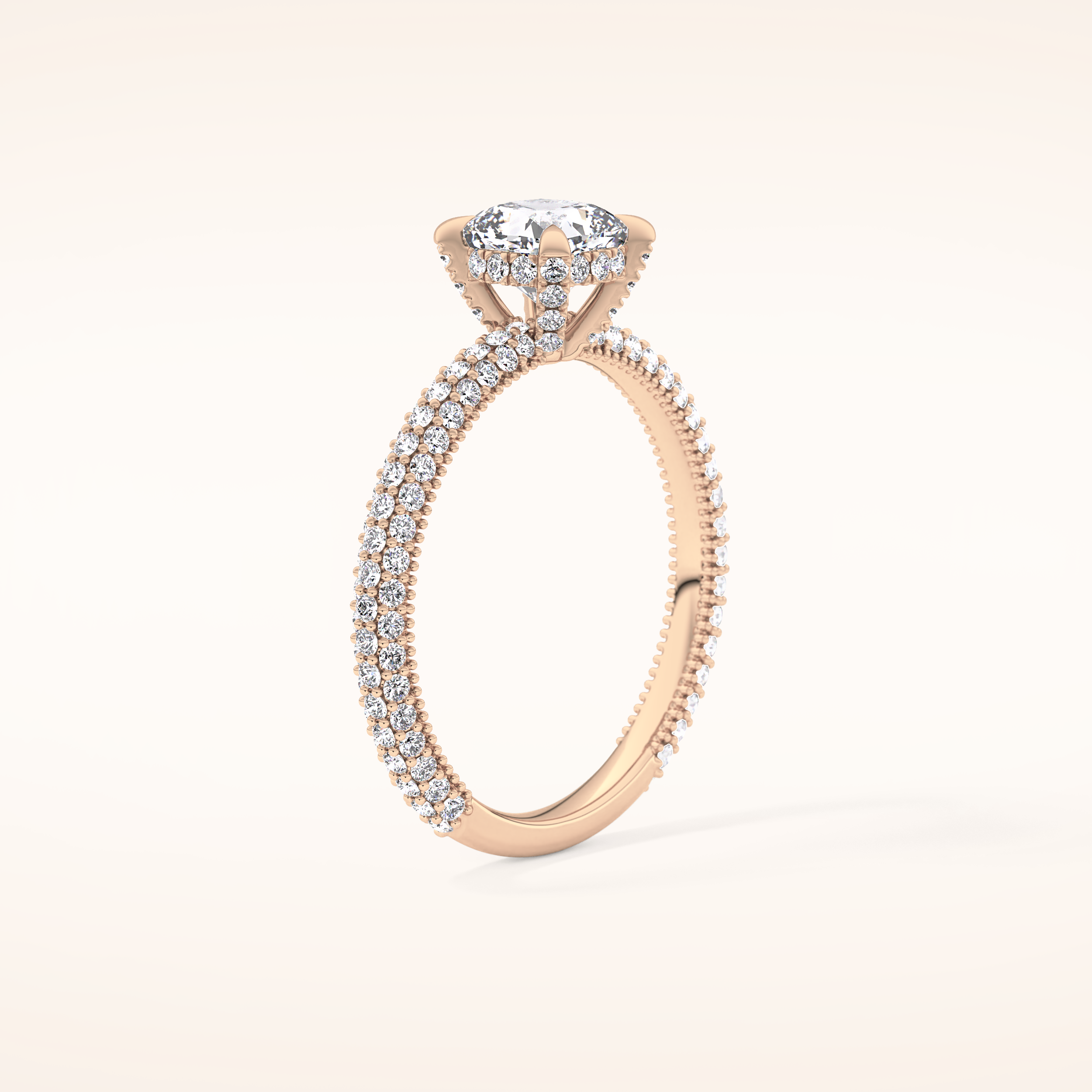 0.86 CT Cushion Shaped Hidden Halo & Pave Moissanite Engagement Ring