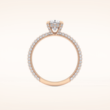 0.86 CT Cushion Shaped Hidden Halo & Pave Moissanite Engagement Ring