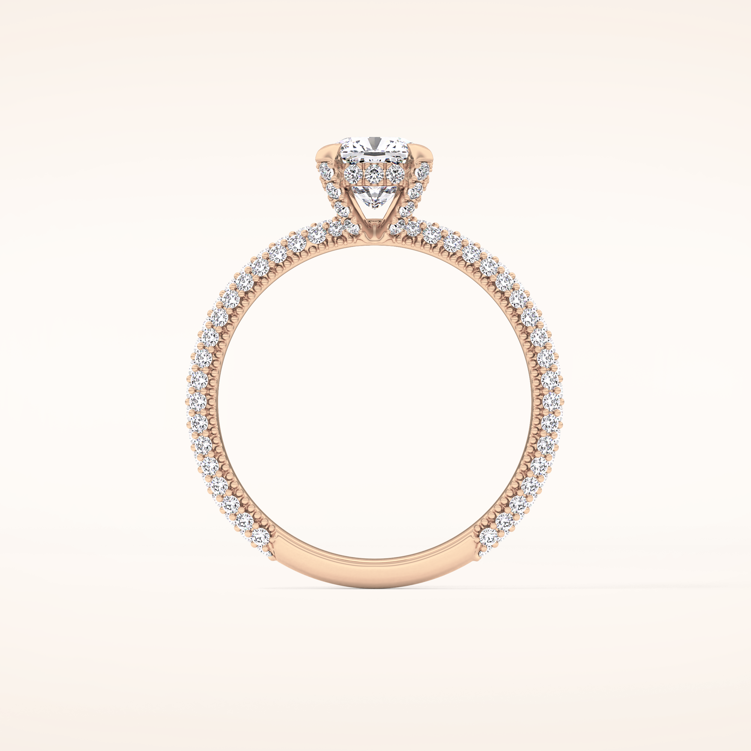 0.86 CT Cushion Shaped Hidden Halo & Pave Moissanite Engagement Ring