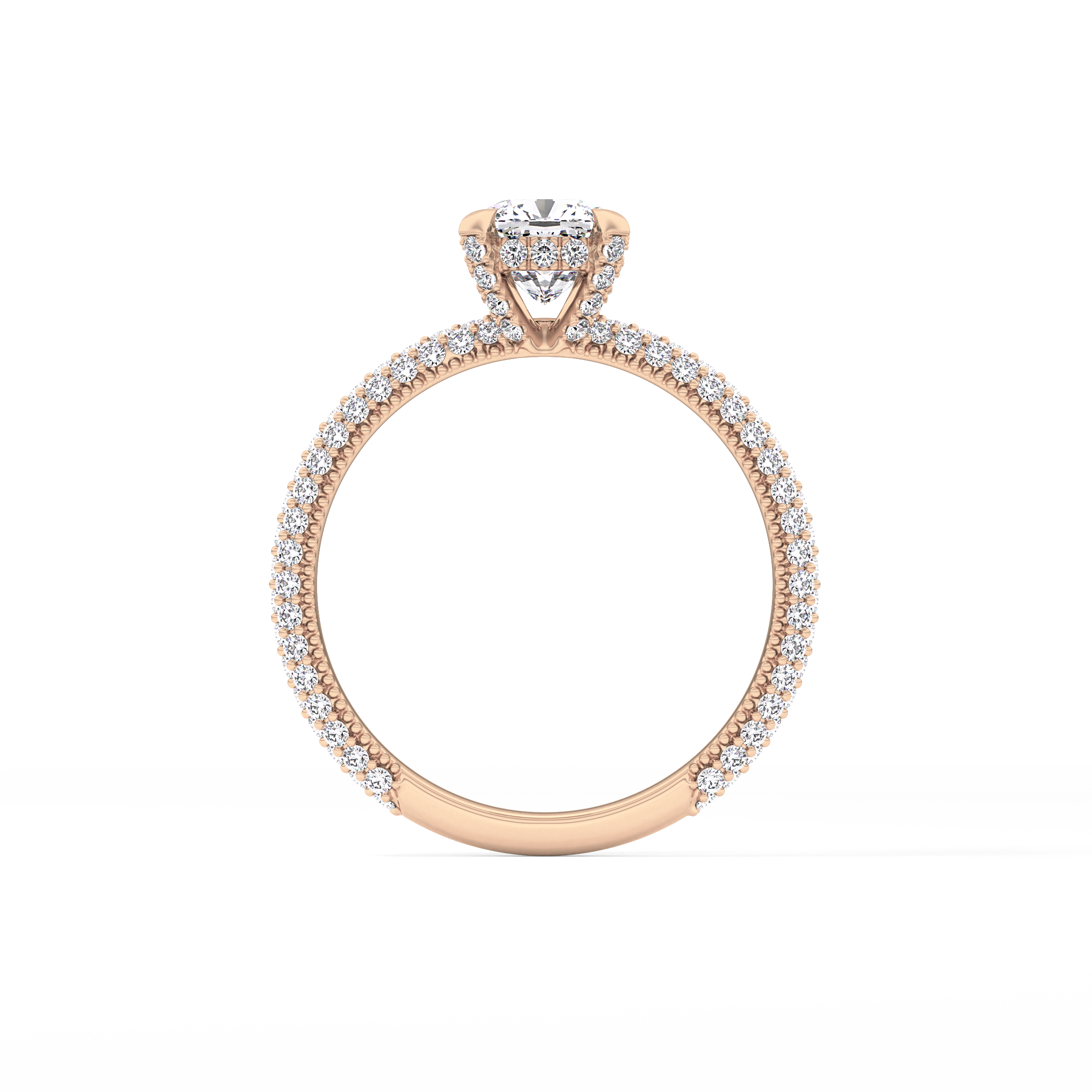 Cushion Hidden Halo & Pave Lab Grown Diamond Engagement Ring