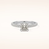 0.86 CT Cushion Shaped Hidden Halo & Pave Moissanite Engagement Ring