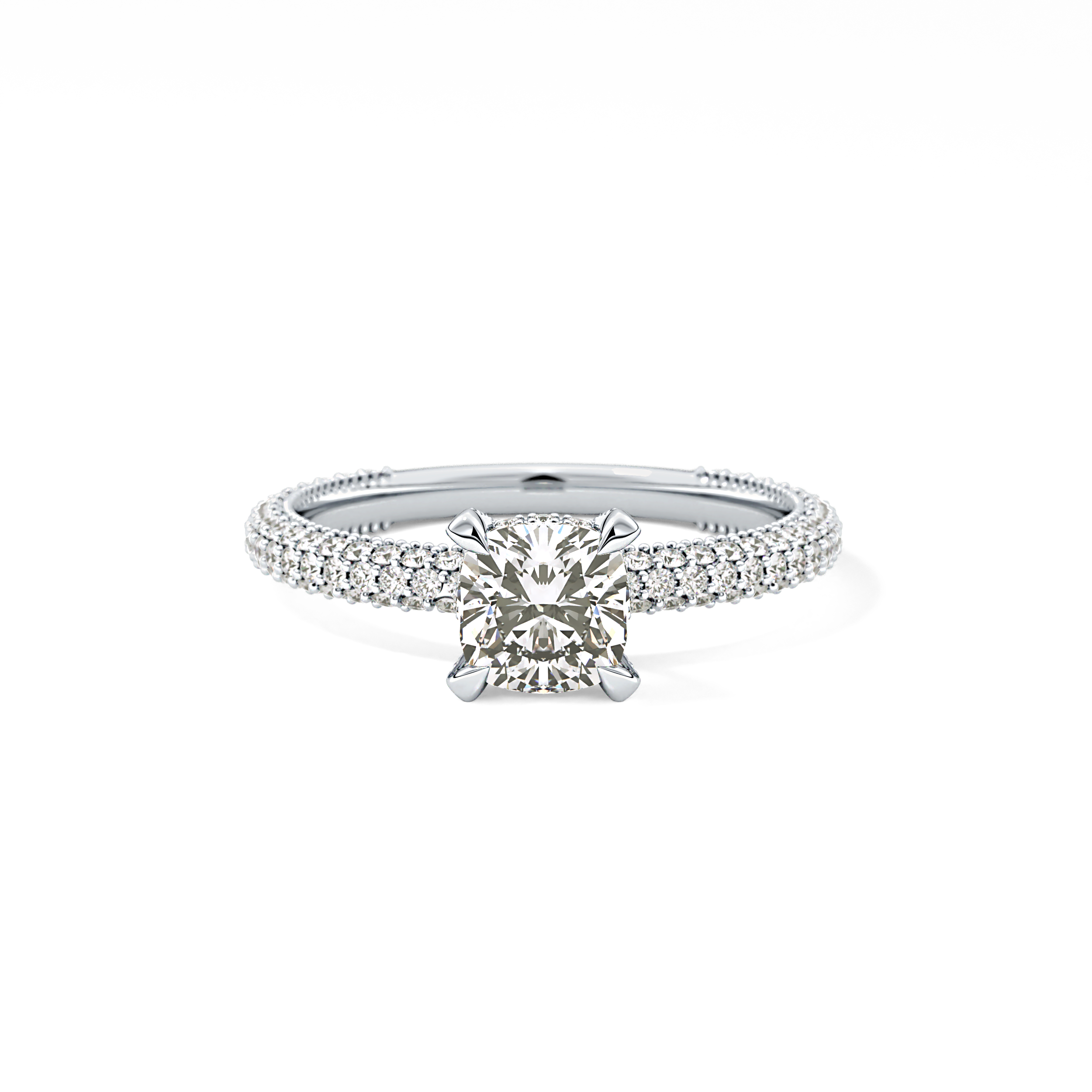 Cushion Hidden Halo & Pave Lab Grown Diamond Engagement Ring