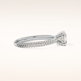 0.86 CT Cushion Shaped Hidden Halo & Pave Moissanite Engagement Ring
