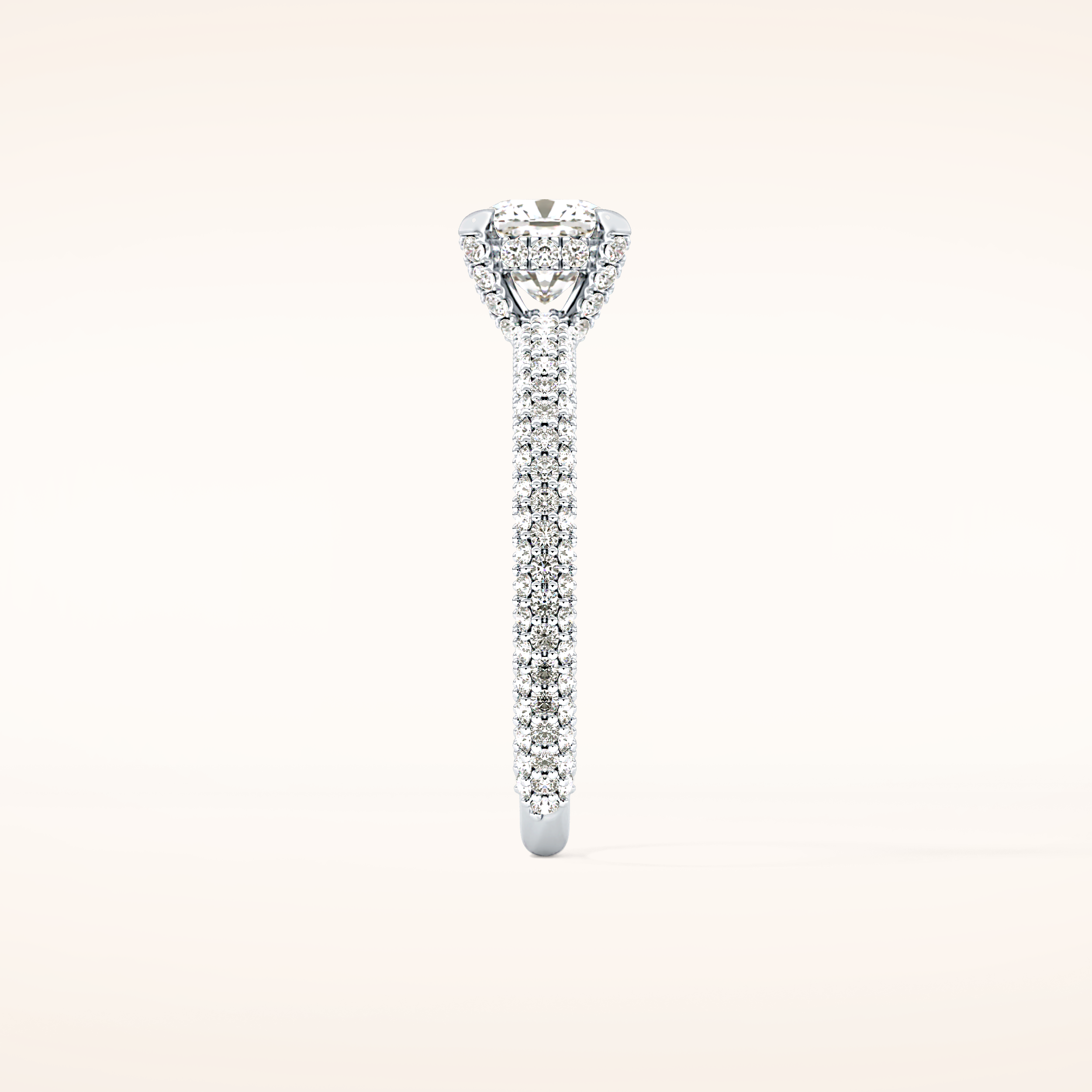 0.86 CT Cushion Shaped Hidden Halo & Pave Moissanite Engagement Ring