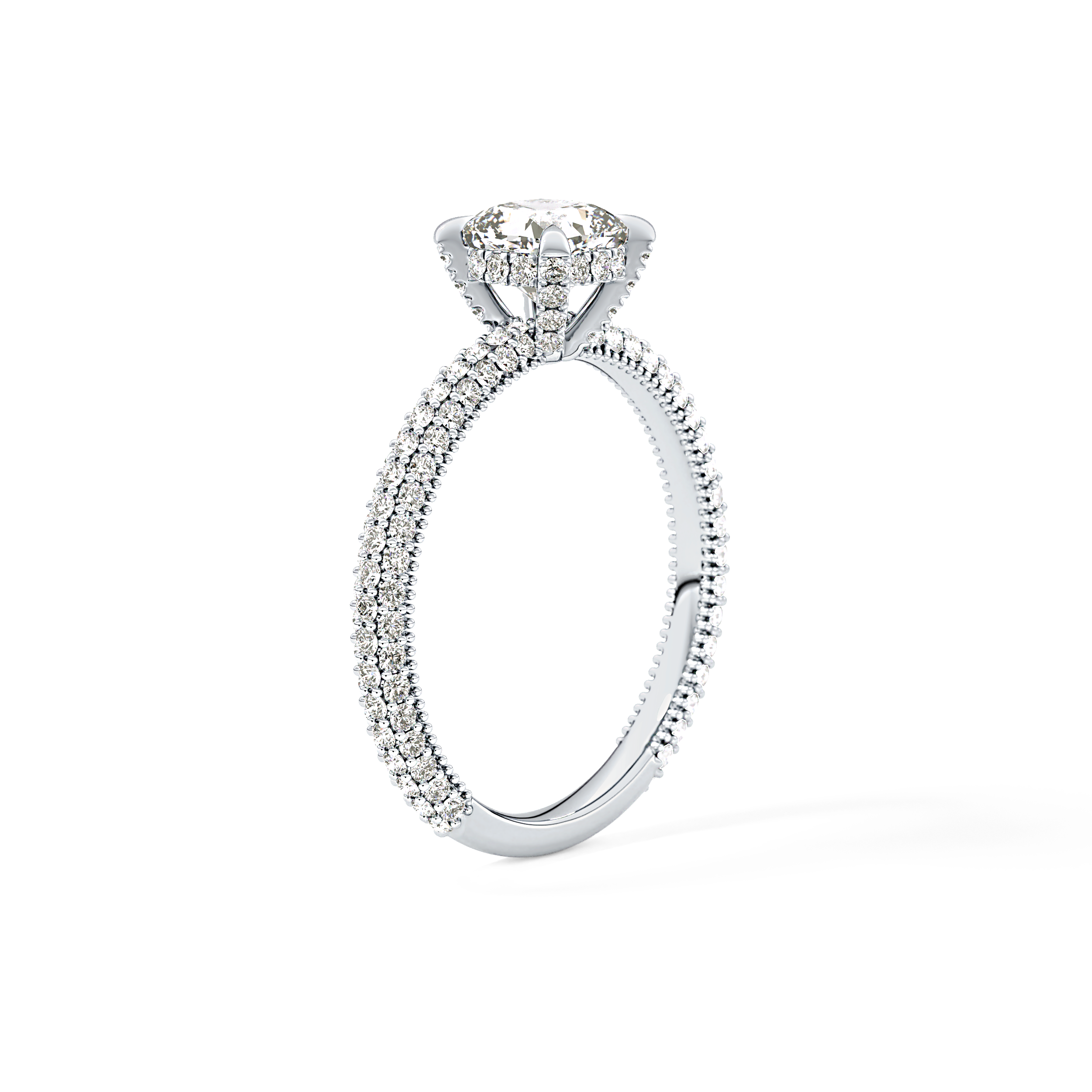 Cushion Hidden Halo & Pave Lab Grown Diamond Engagement Ring