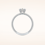 0.86 CT Cushion Shaped Hidden Halo & Pave Moissanite Engagement Ring