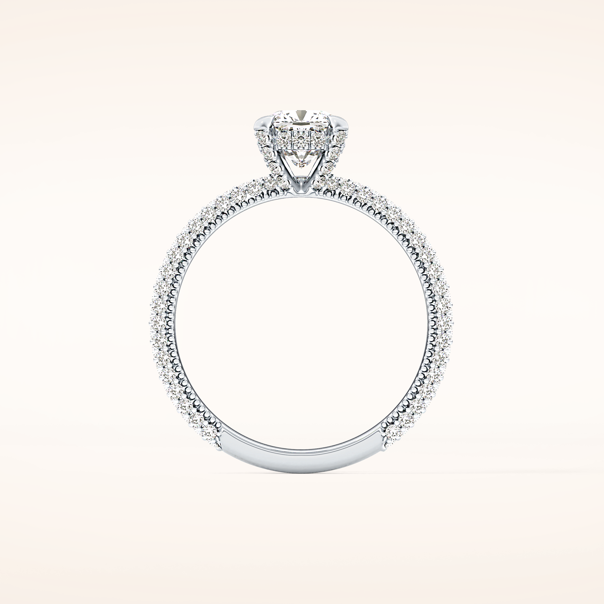 0.86 CT Cushion Shaped Hidden Halo & Pave Moissanite Engagement Ring